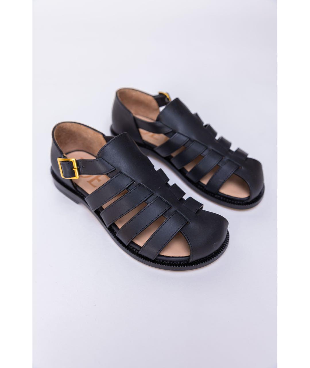 LOEWE Черные кожаные сандалии, фото 6