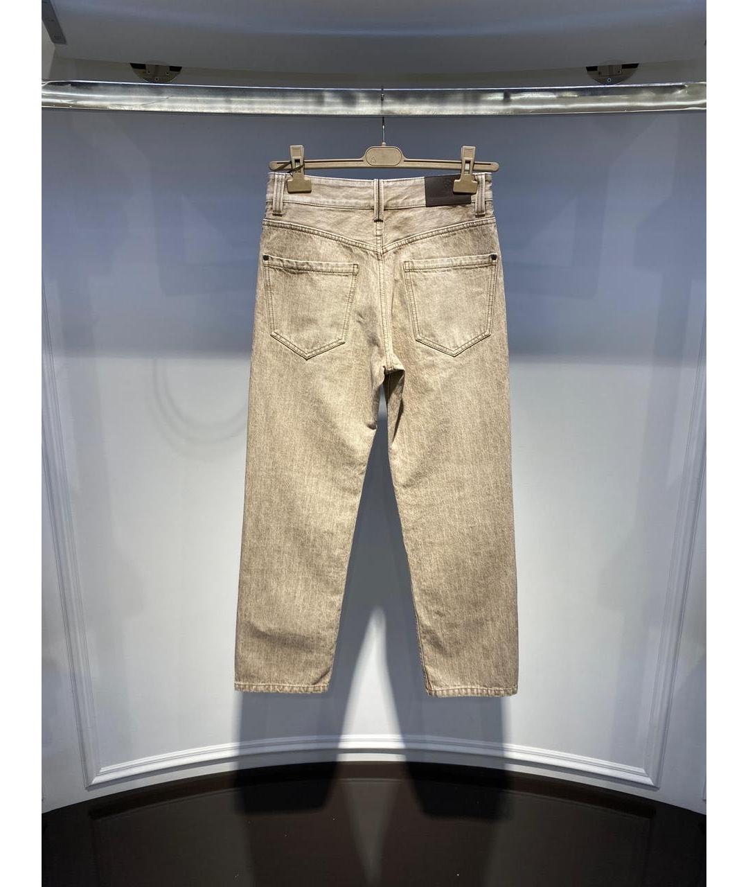 BRUNELLO CUCINELLI Бежевые хлопковые прямые джинсы, фото 3