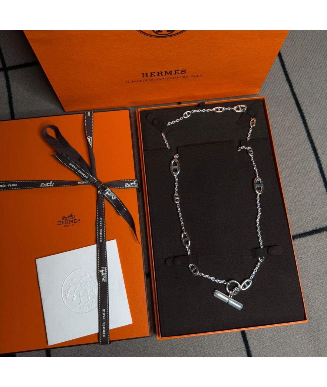 HERMES Серебряное серебряное колье, фото 2