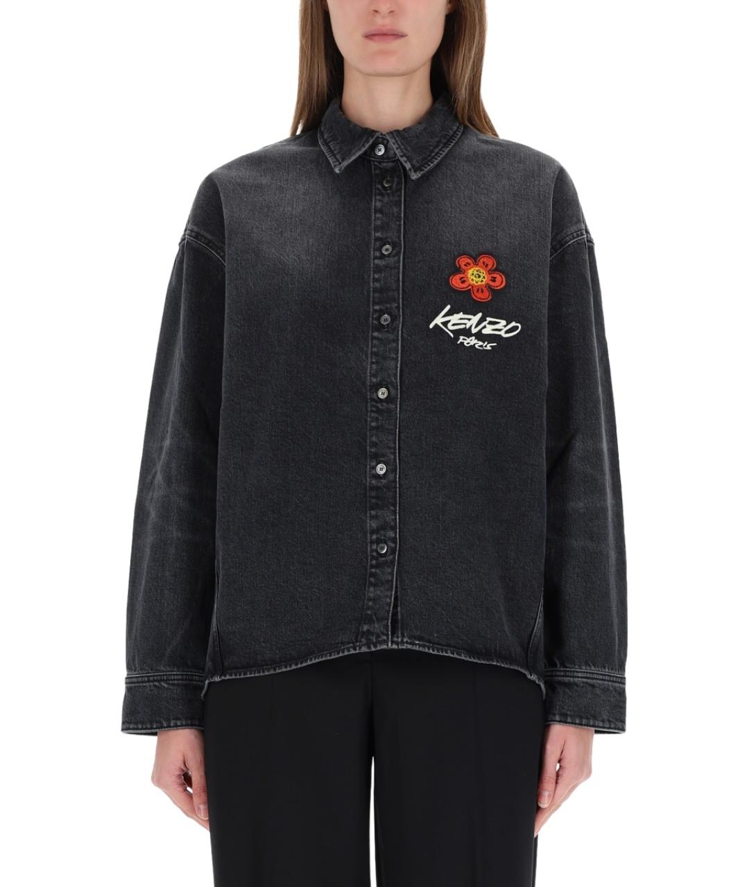 KENZO Черная хлопковая рубашка, фото 2