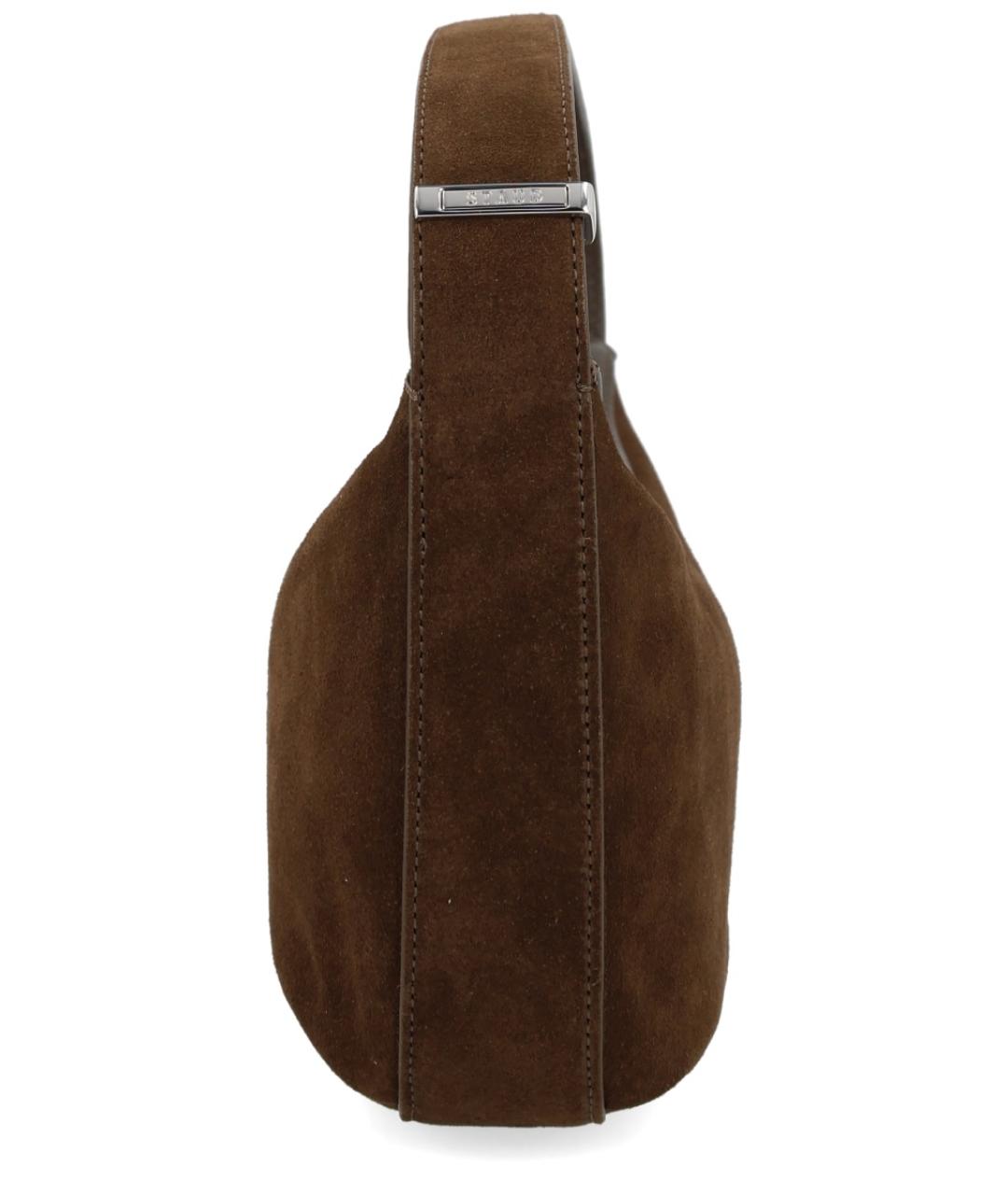 STAUD Коричневая замшевая сумка с короткими ручками, фото 5