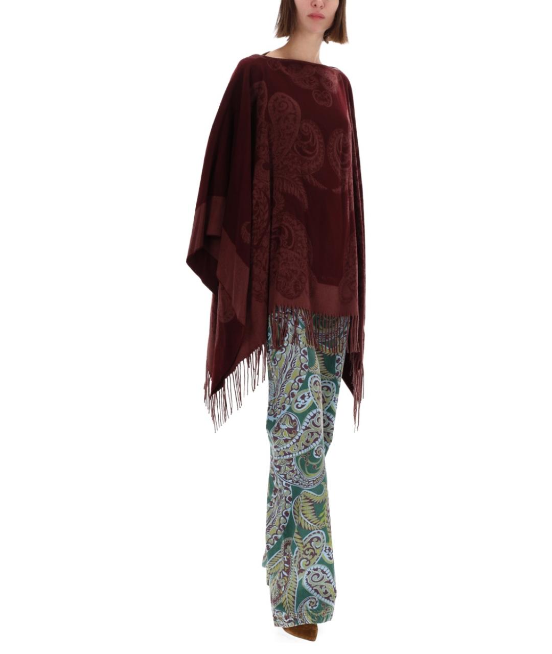 ETRO Бордовый шерстяной шарф, фото 3
