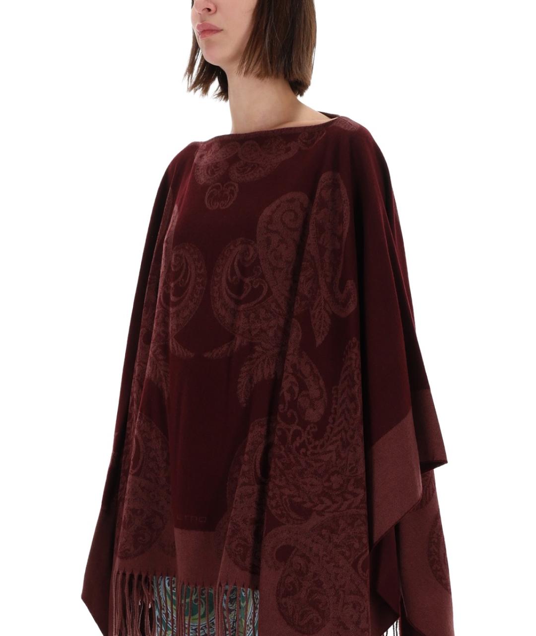 ETRO Бордовый шерстяной шарф, фото 5