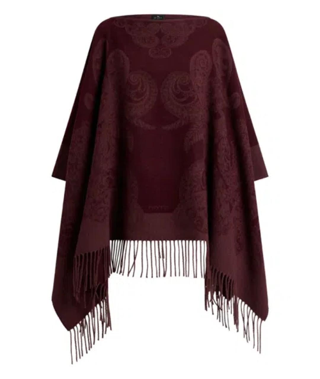 ETRO Бордовый шерстяной шарф, фото 1