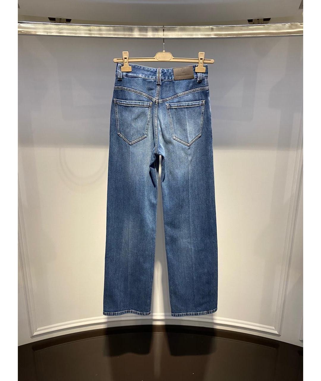 BRUNELLO CUCINELLI Синие хлопковые прямые джинсы, фото 3