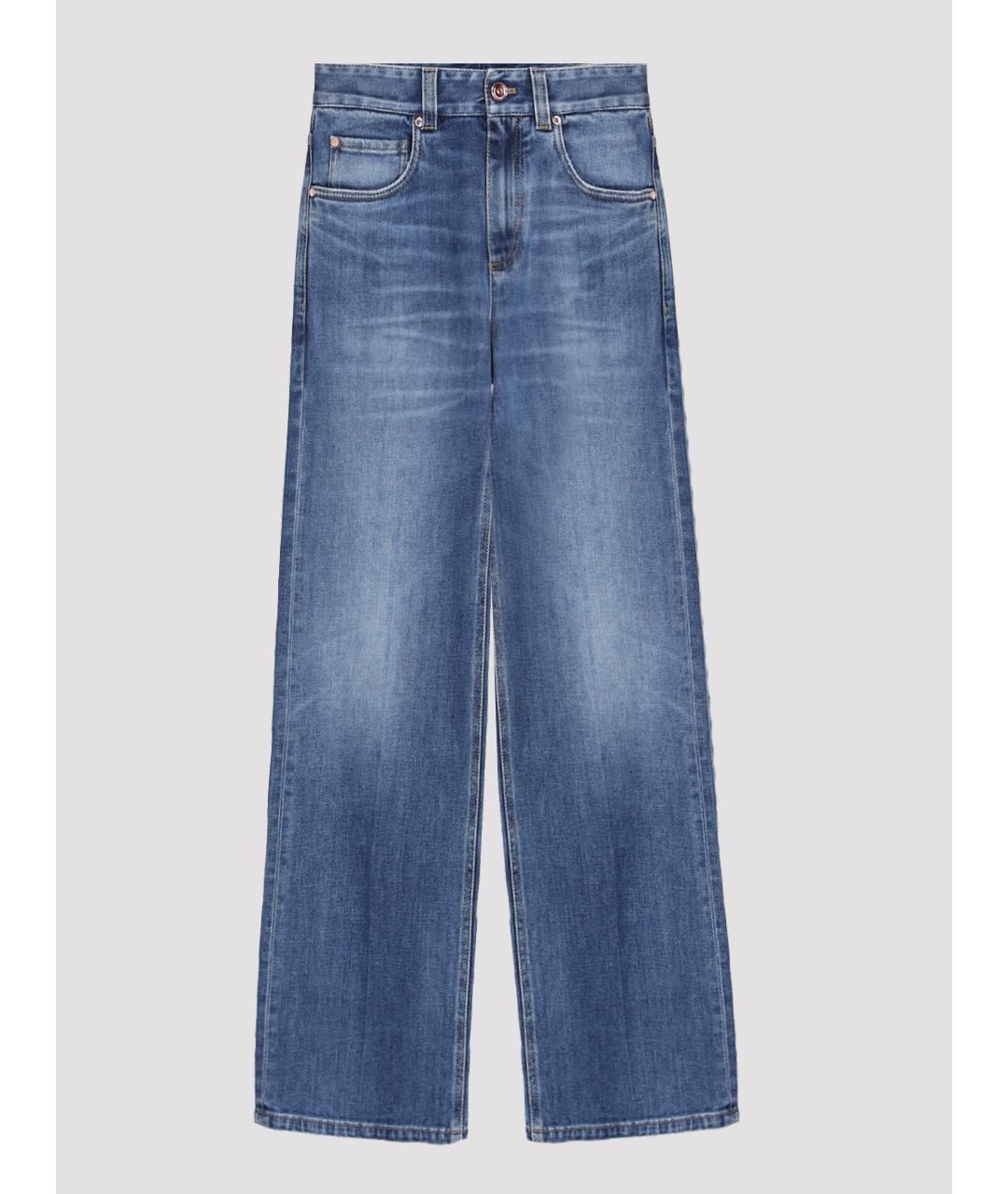 BRUNELLO CUCINELLI Синие хлопковые прямые джинсы, фото 4