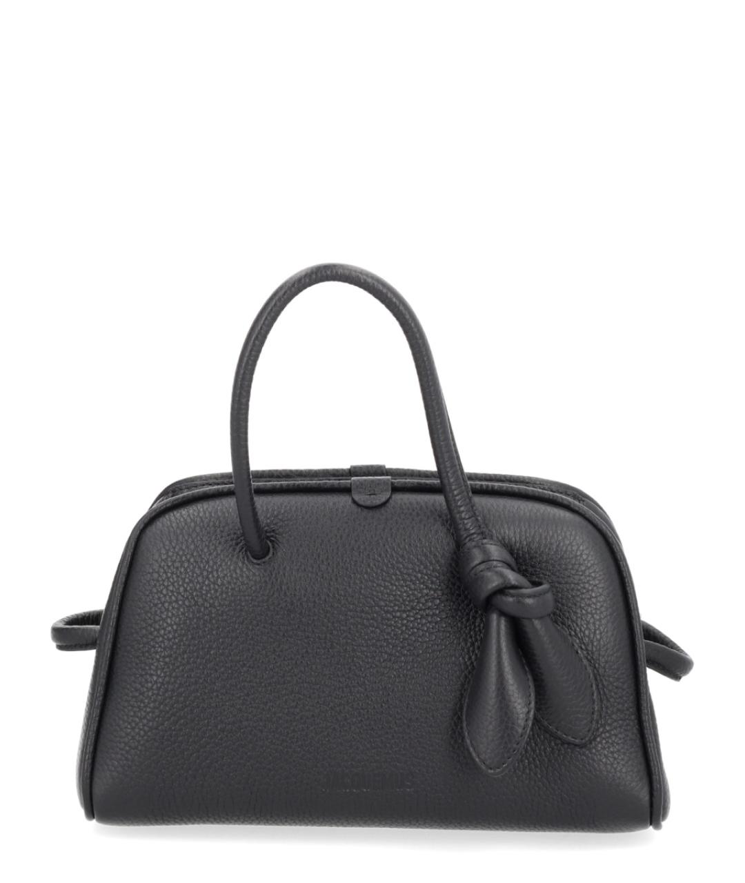 JACQUEMUS Черная кожаная сумка тоут, фото 1