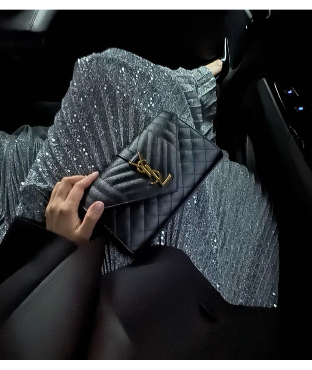 SAINT LAURENT Черная кожаная сумка через плечо, фото 8