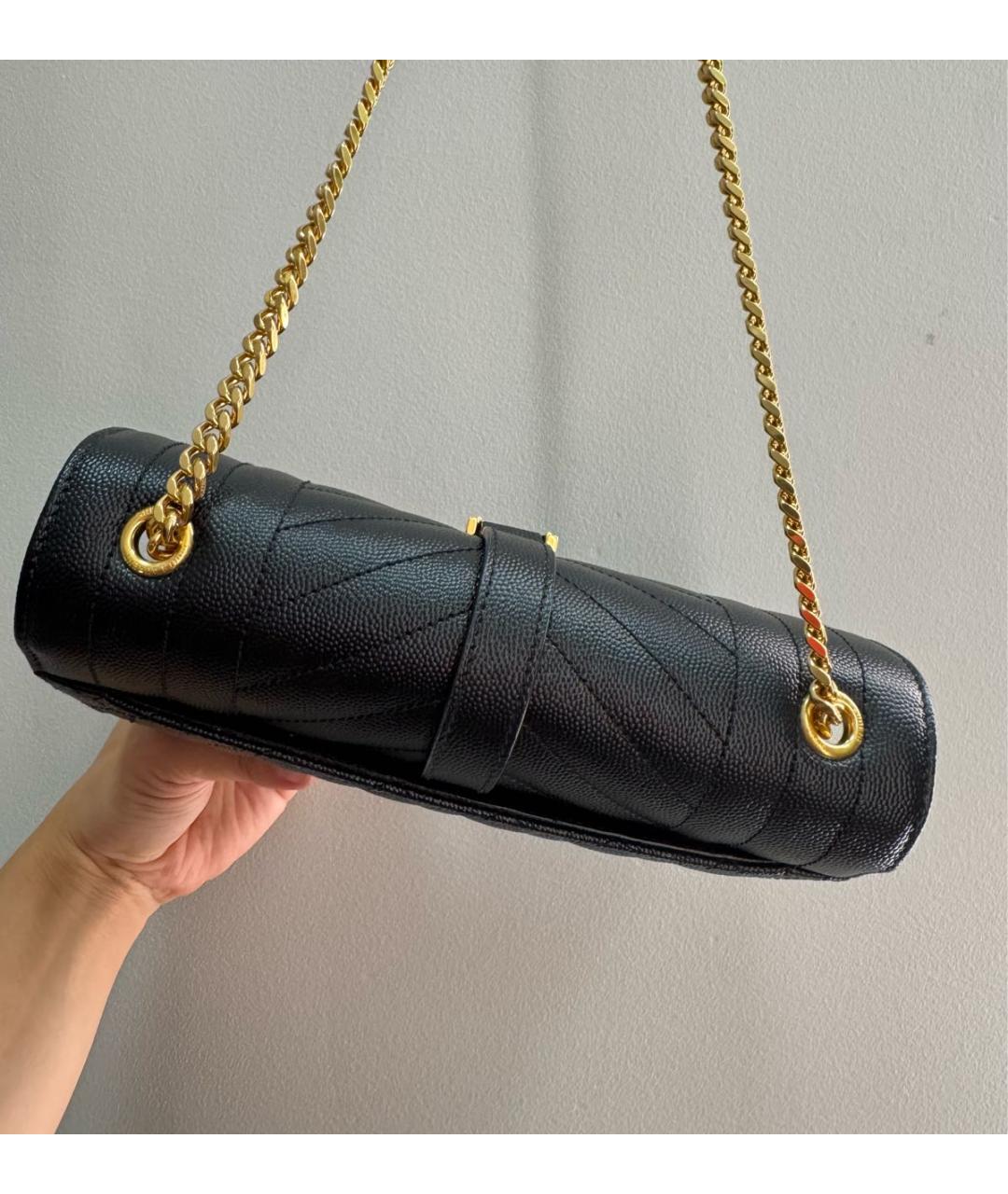 SAINT LAURENT Черная кожаная сумка через плечо, фото 4