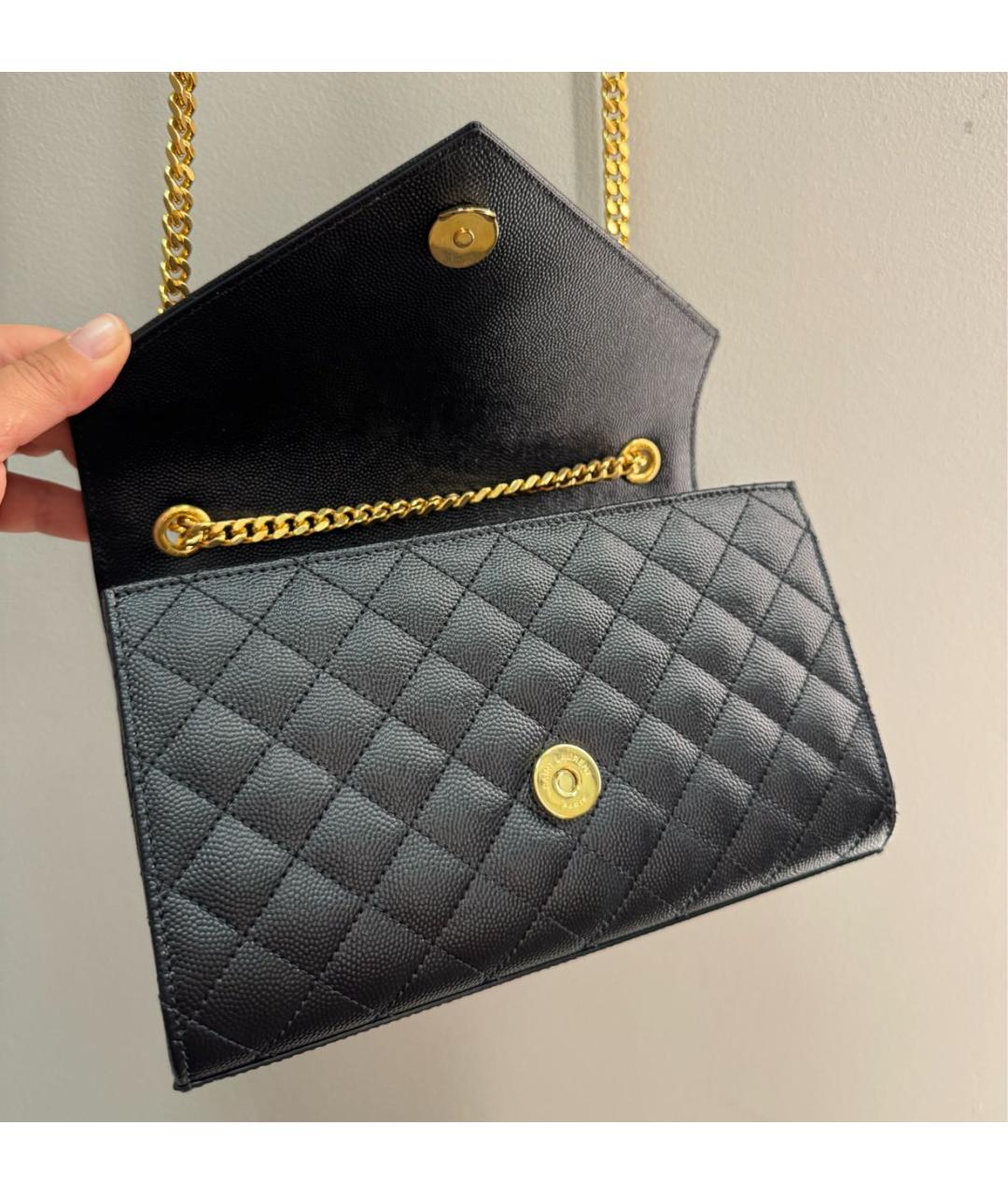 SAINT LAURENT Черная кожаная сумка через плечо, фото 5