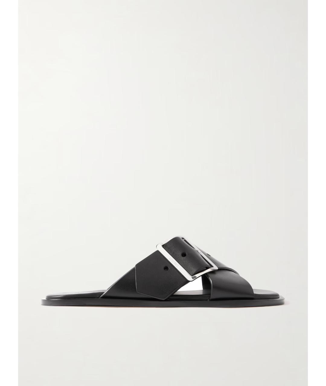 LOEWE Черные кожаные шлепанцы, фото 6