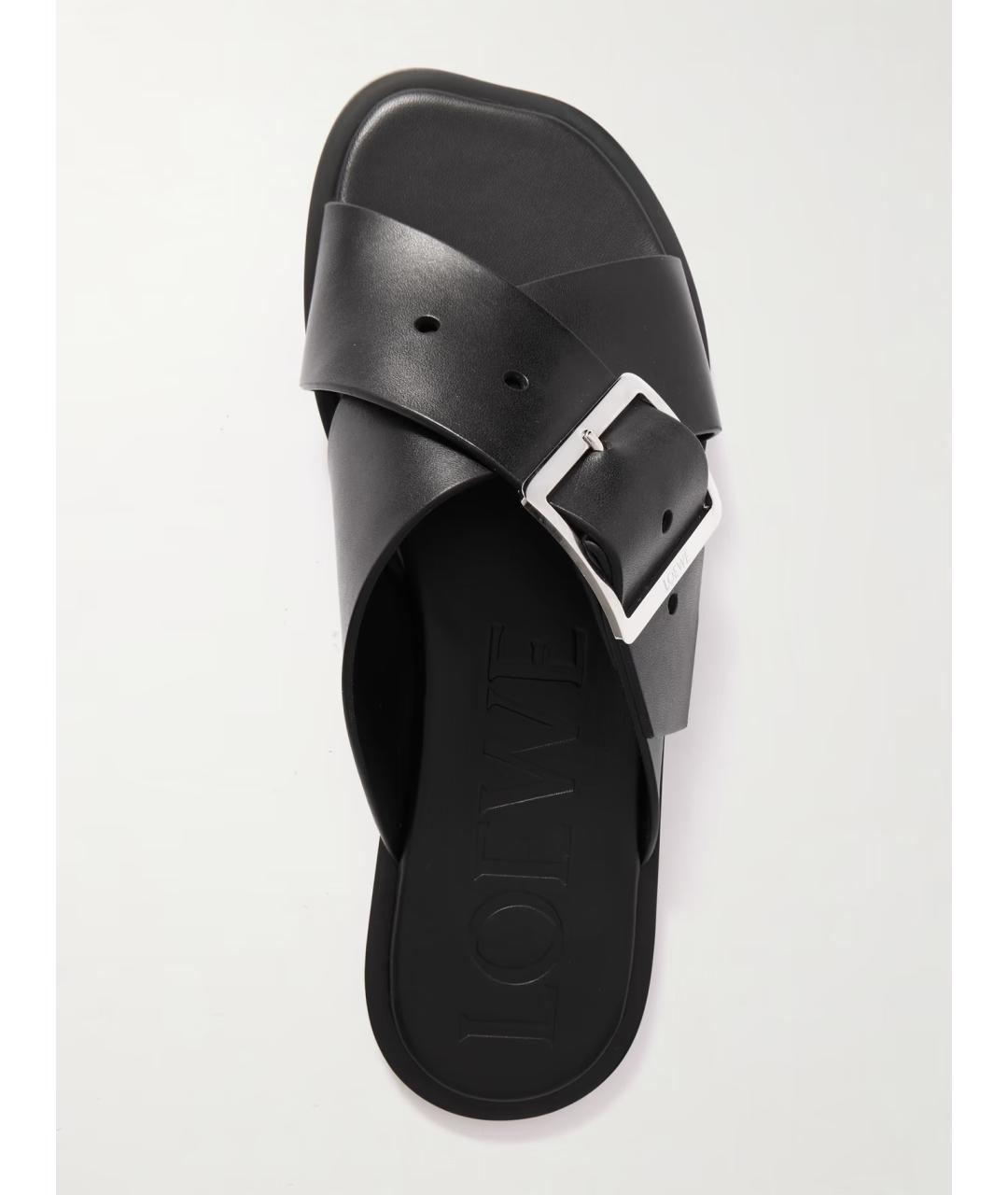 LOEWE Черные кожаные шлепанцы, фото 4