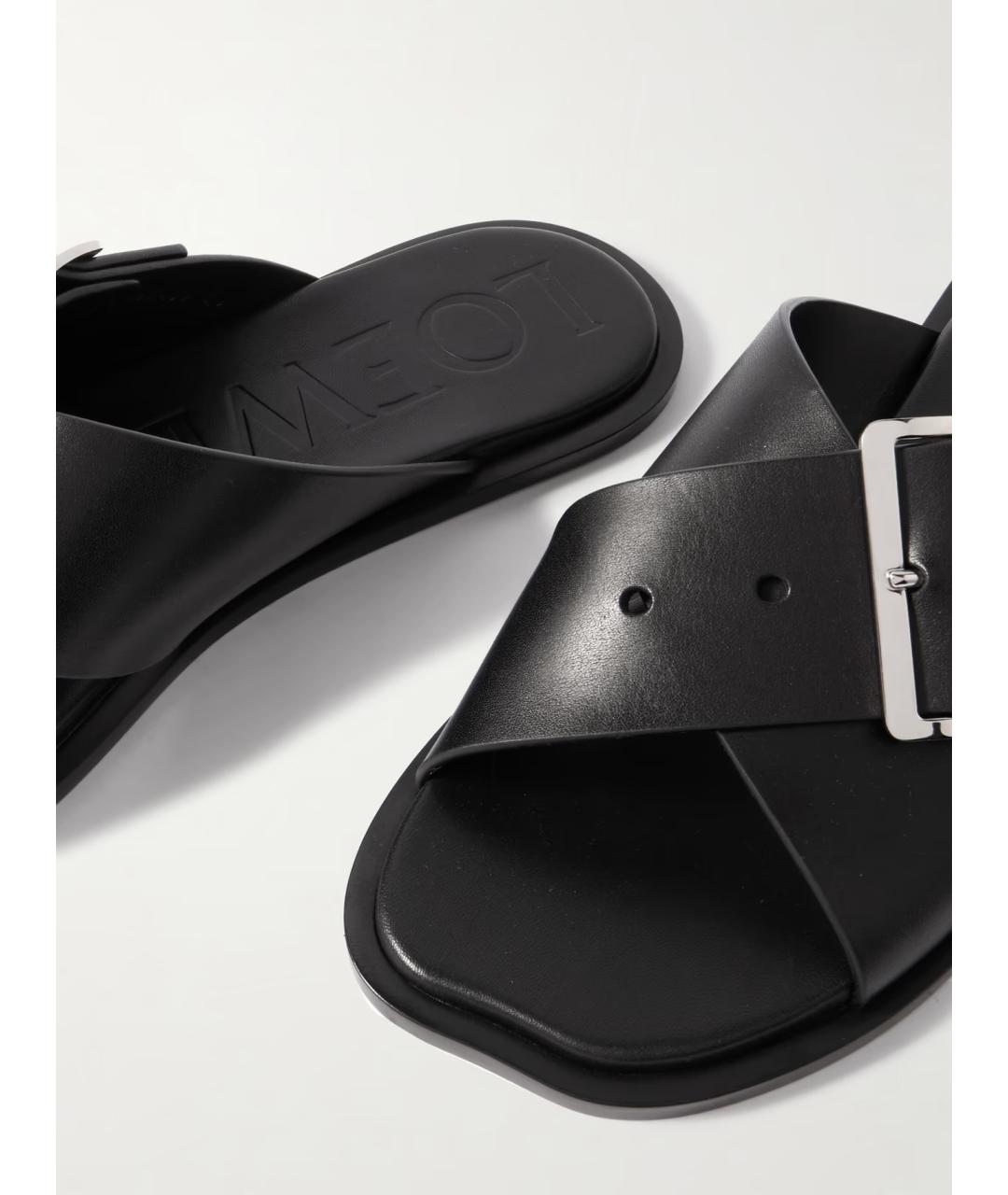 LOEWE Черные кожаные шлепанцы, фото 5