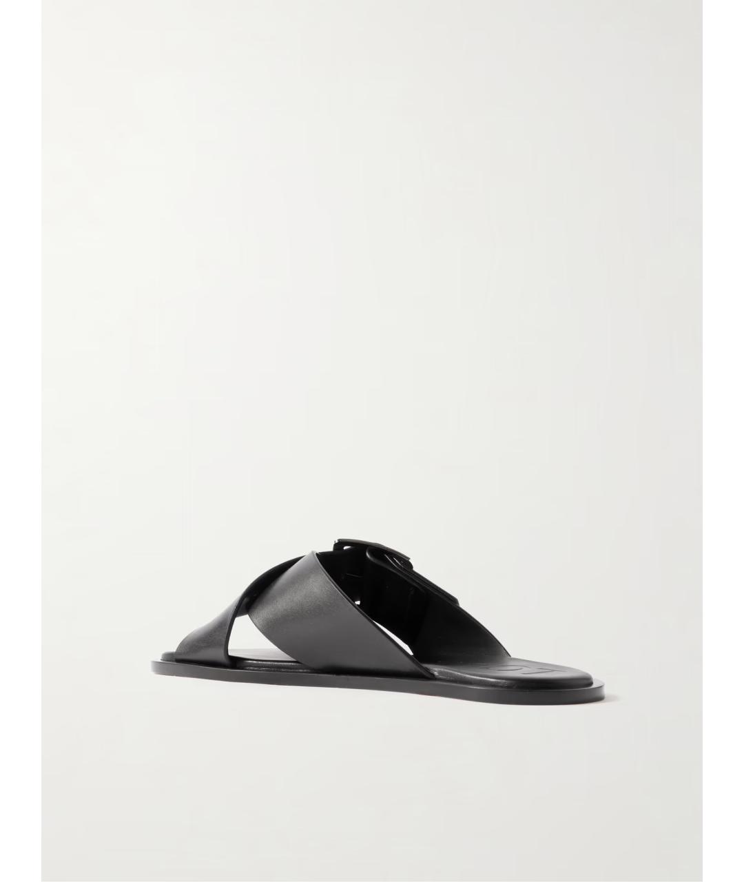 LOEWE Черные кожаные шлепанцы, фото 3