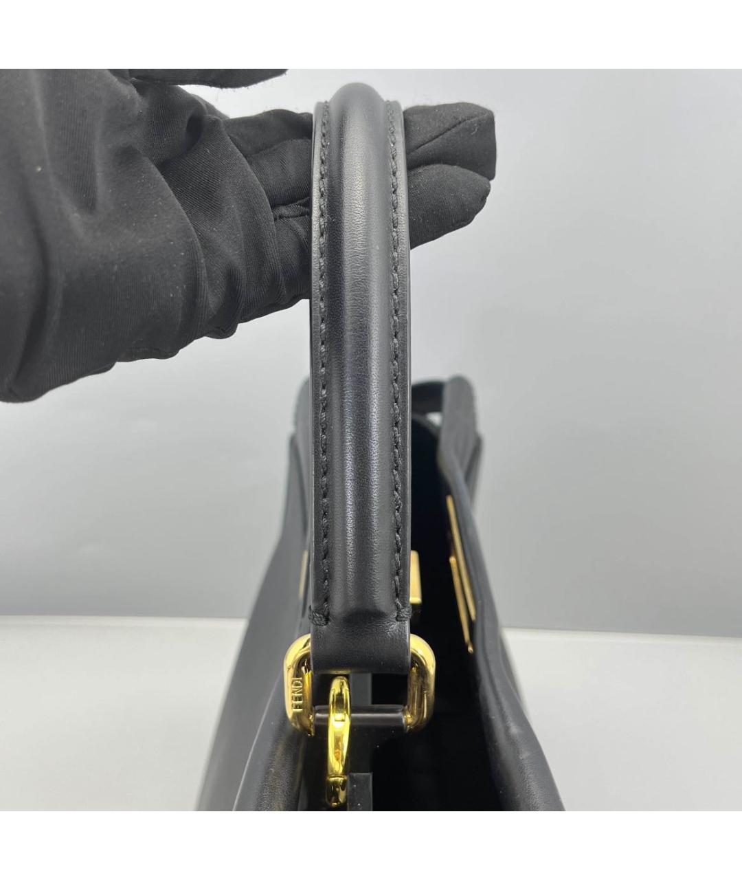 FENDI Черная кожаная сумка с короткими ручками, фото 8