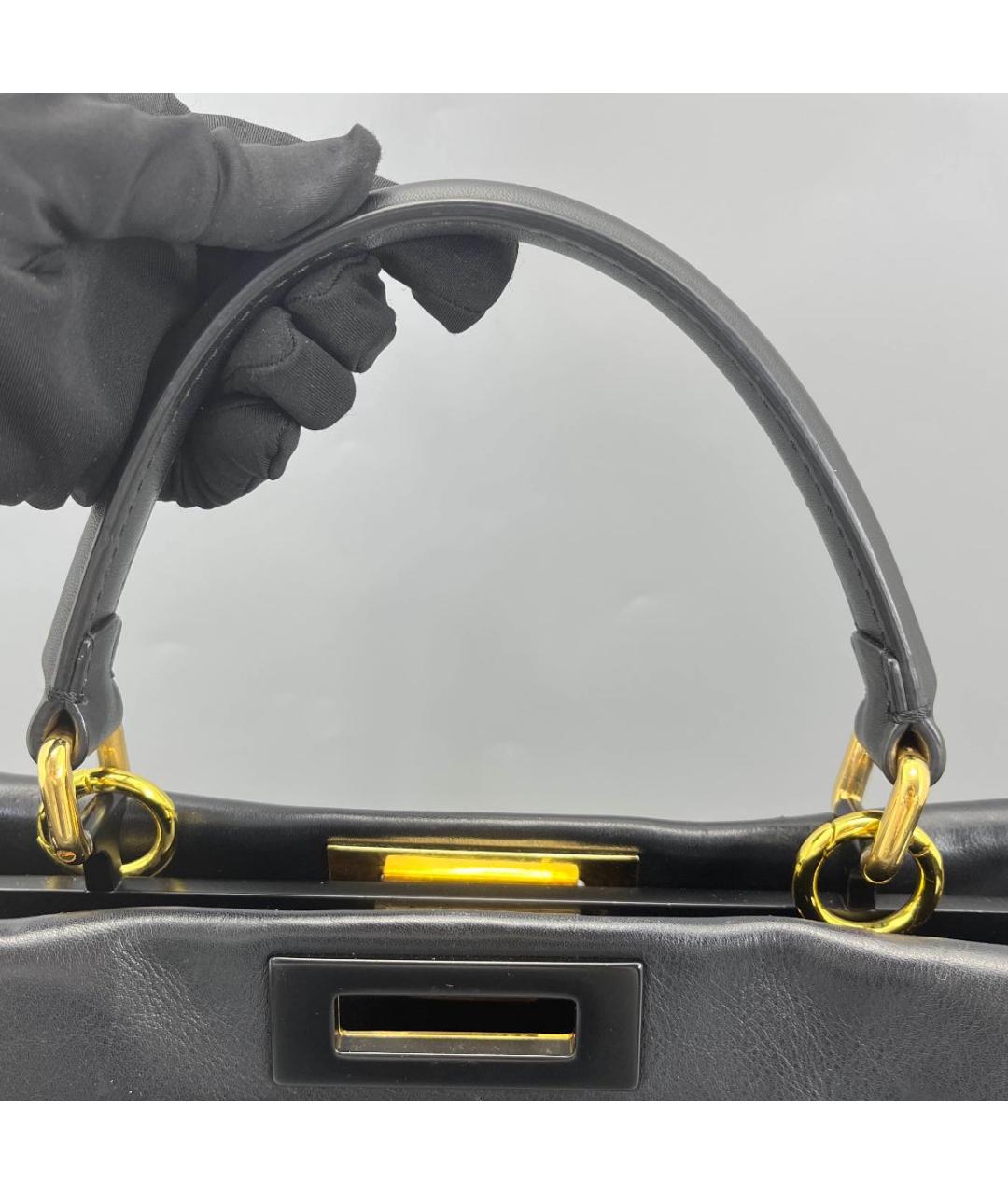FENDI Черная кожаная сумка с короткими ручками, фото 7