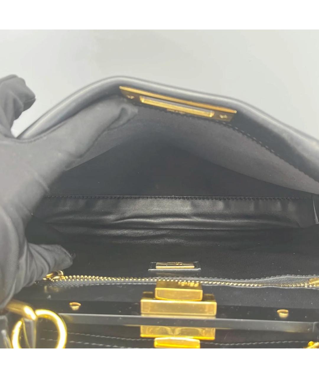 FENDI Черная кожаная сумка с короткими ручками, фото 4