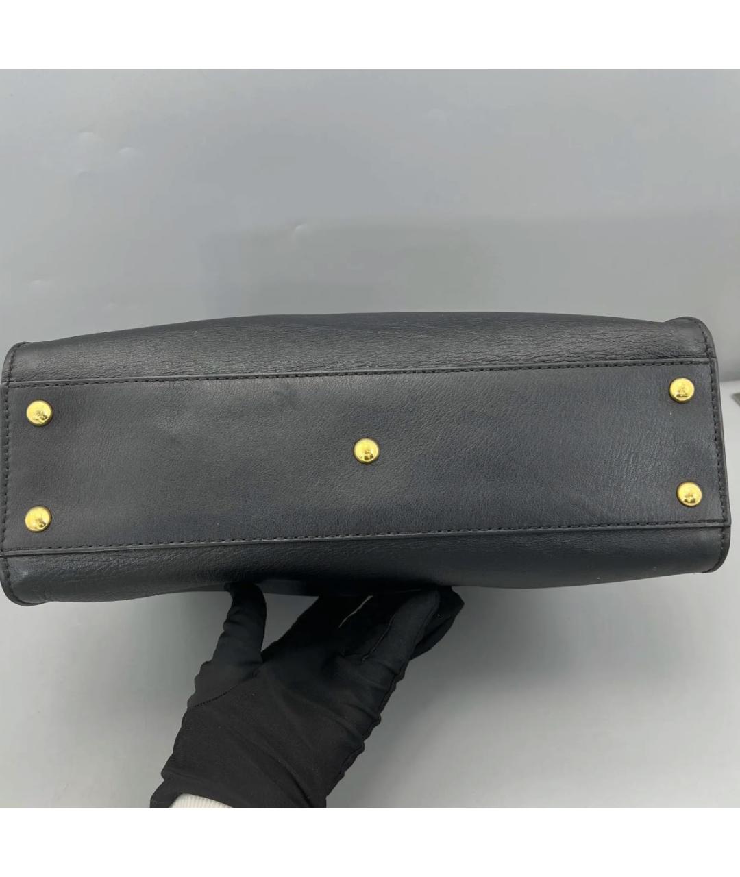 FENDI Черная кожаная сумка с короткими ручками, фото 3