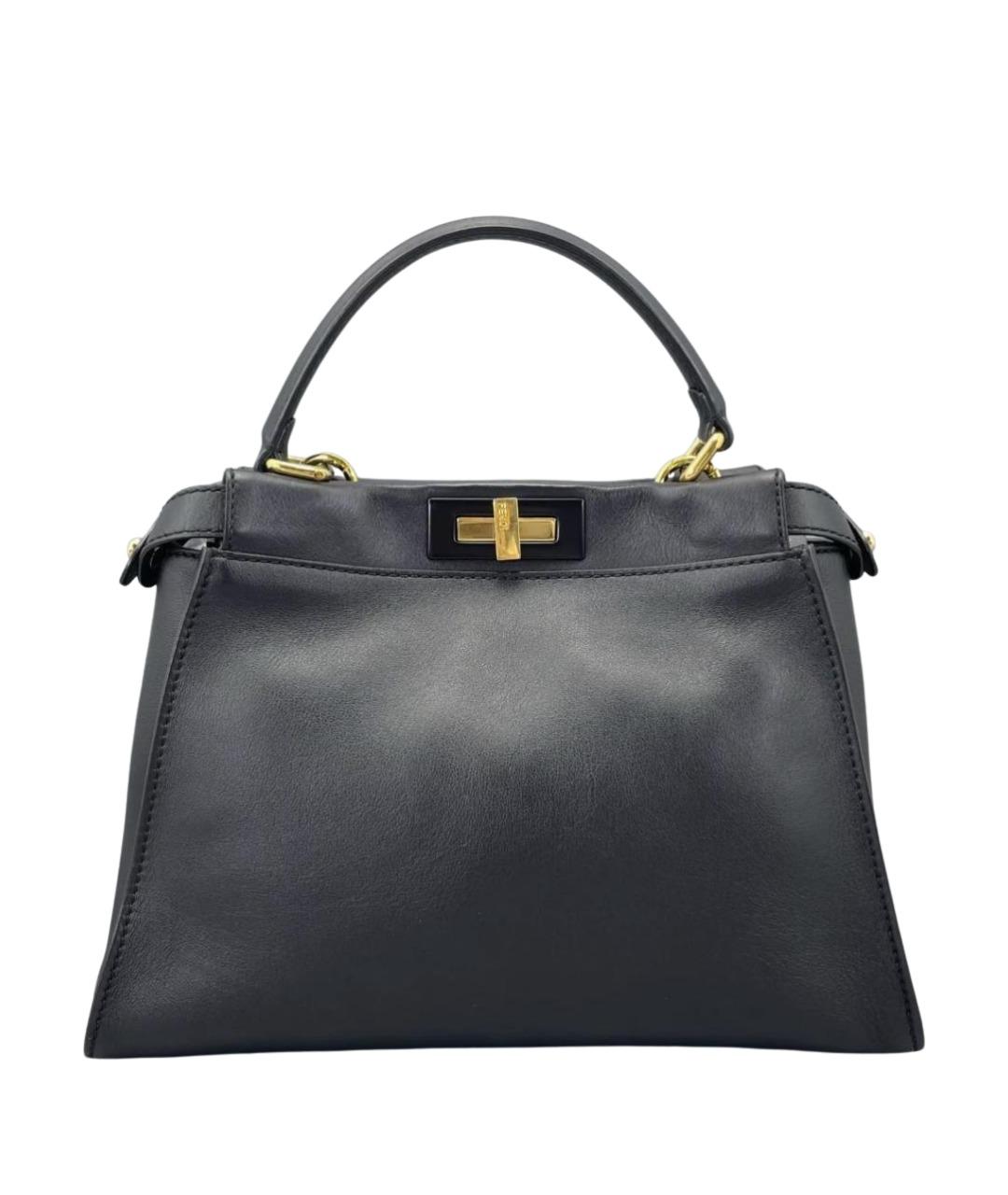 FENDI Черная кожаная сумка с короткими ручками, фото 1