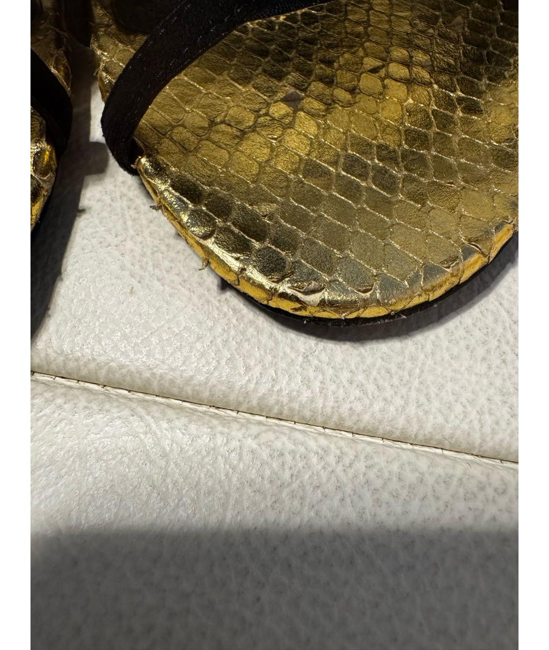 LOUIS VUITTON Золотые кожаные босоножки, фото 6