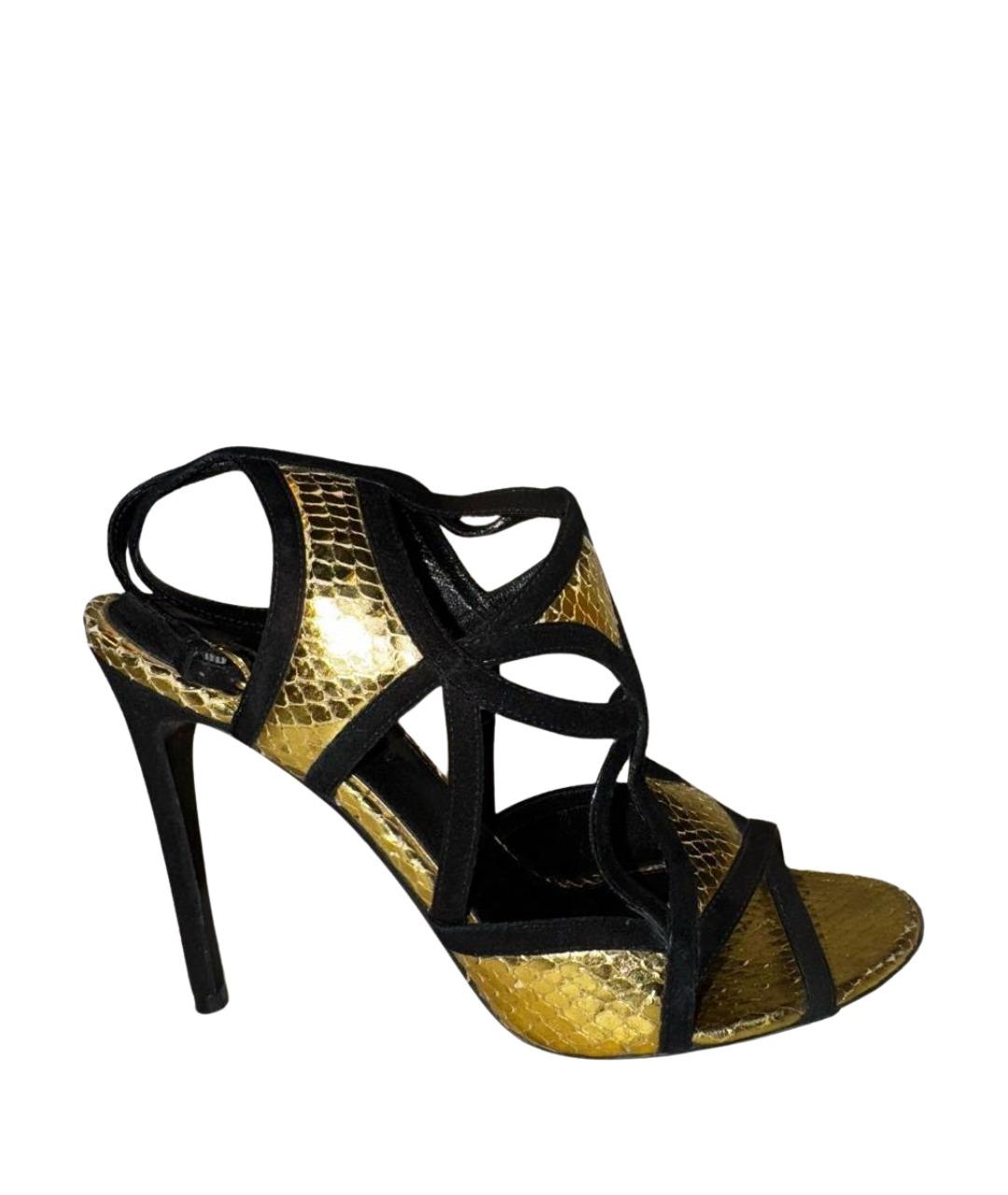 LOUIS VUITTON Золотые кожаные босоножки, фото 1