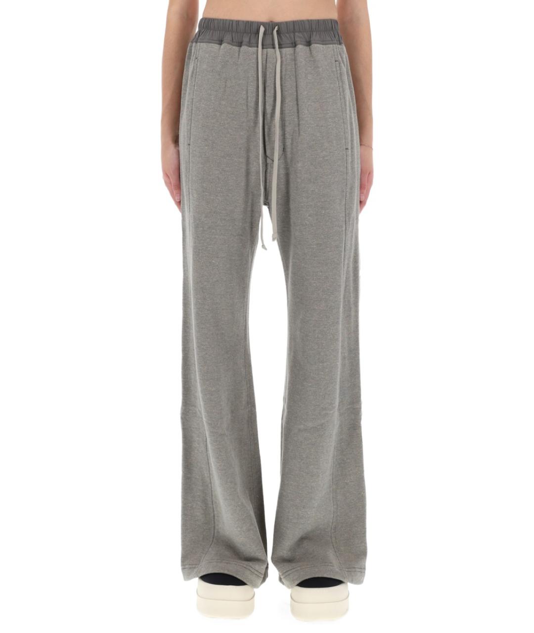 RICK OWENS DRKSHDW Серые хлопковые прямые брюки, фото 2