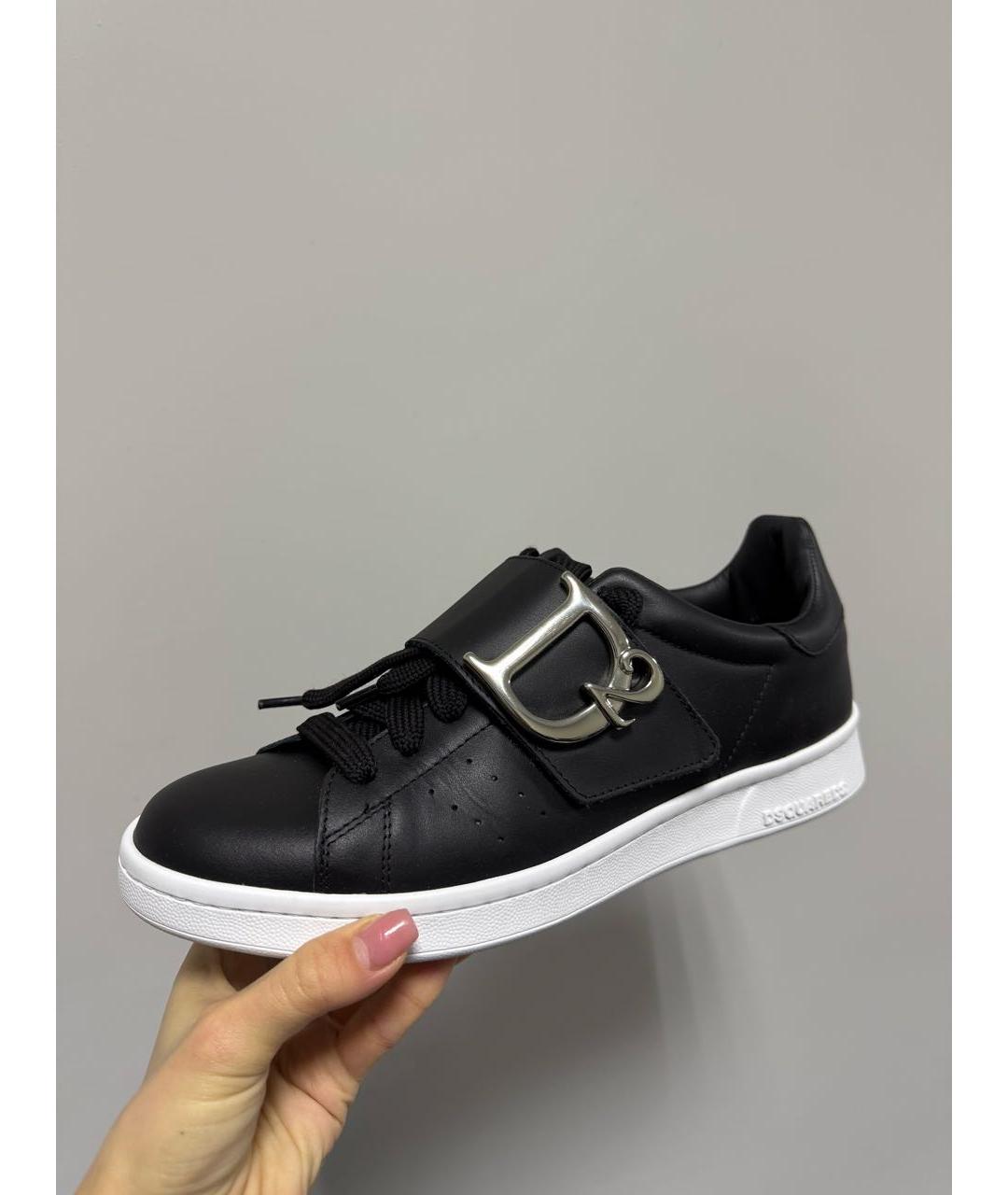 DSQUARED2 Черные кожаные кеды, фото 4