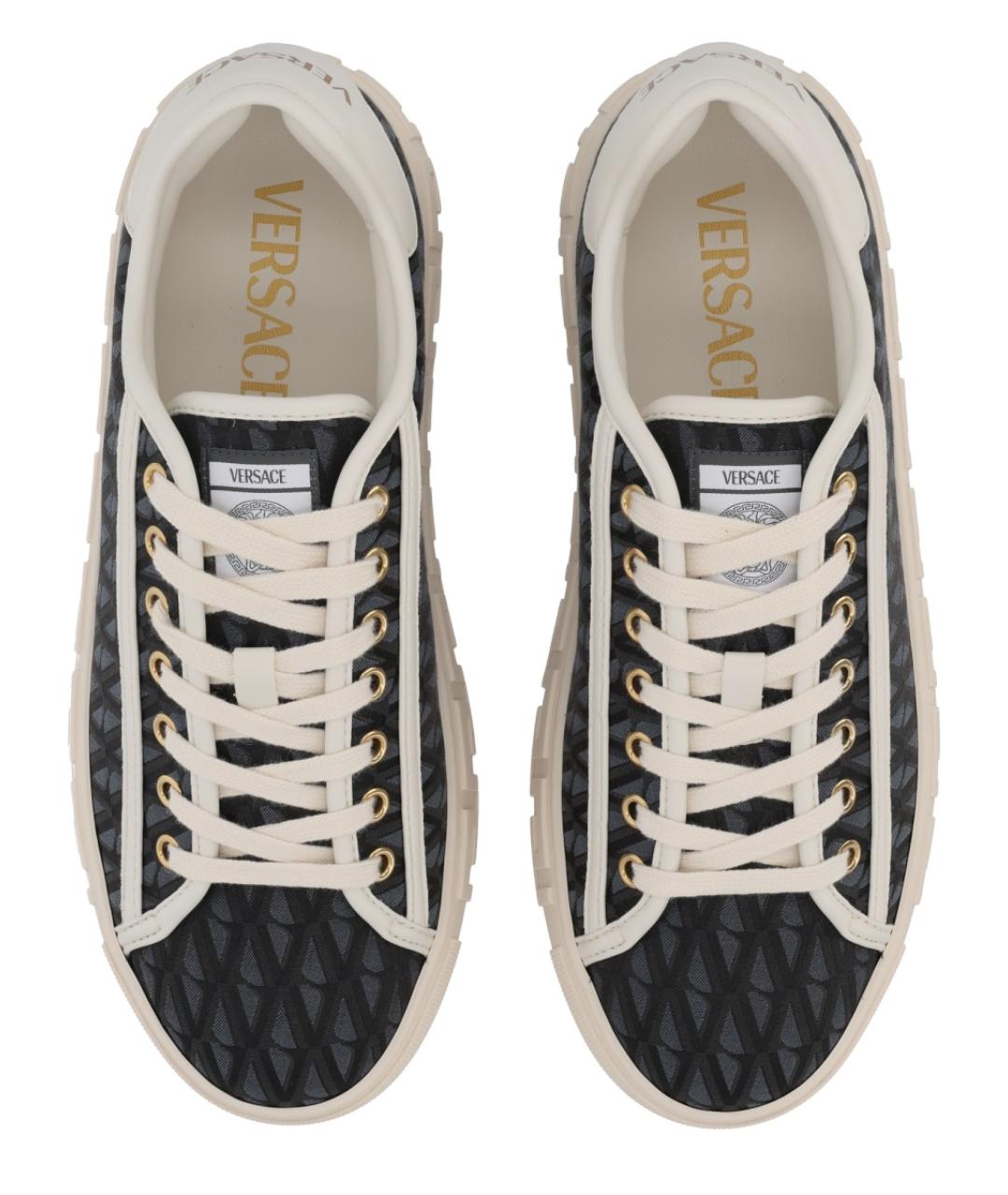 VERSACE Черные текстильные кроссовки, фото 5