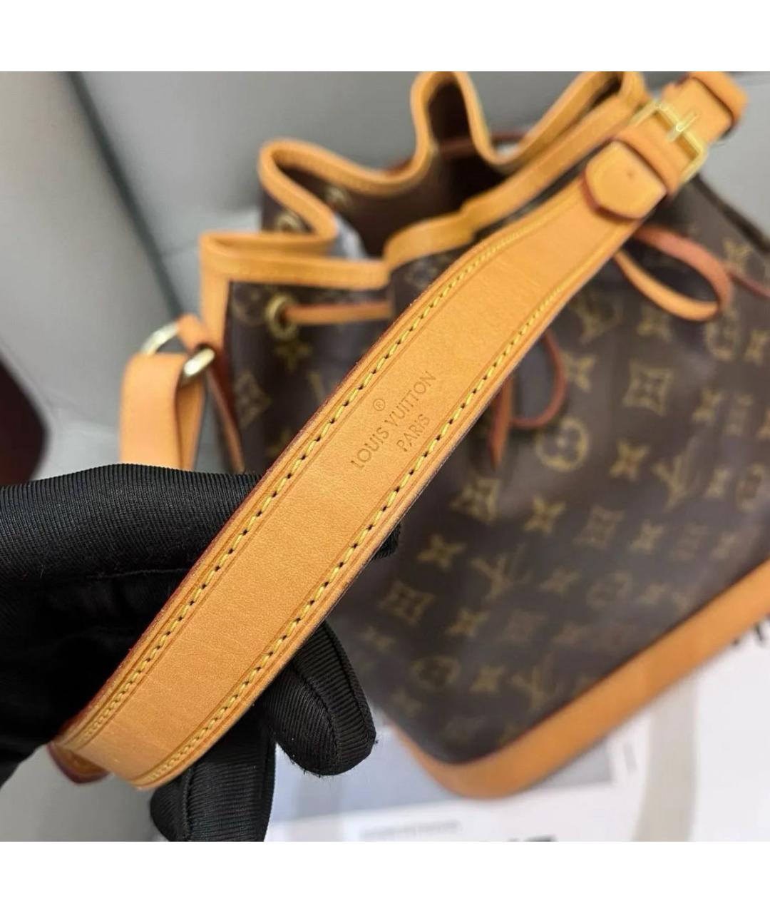 LOUIS VUITTON Коричневая кожаная сумка тоут, фото 7