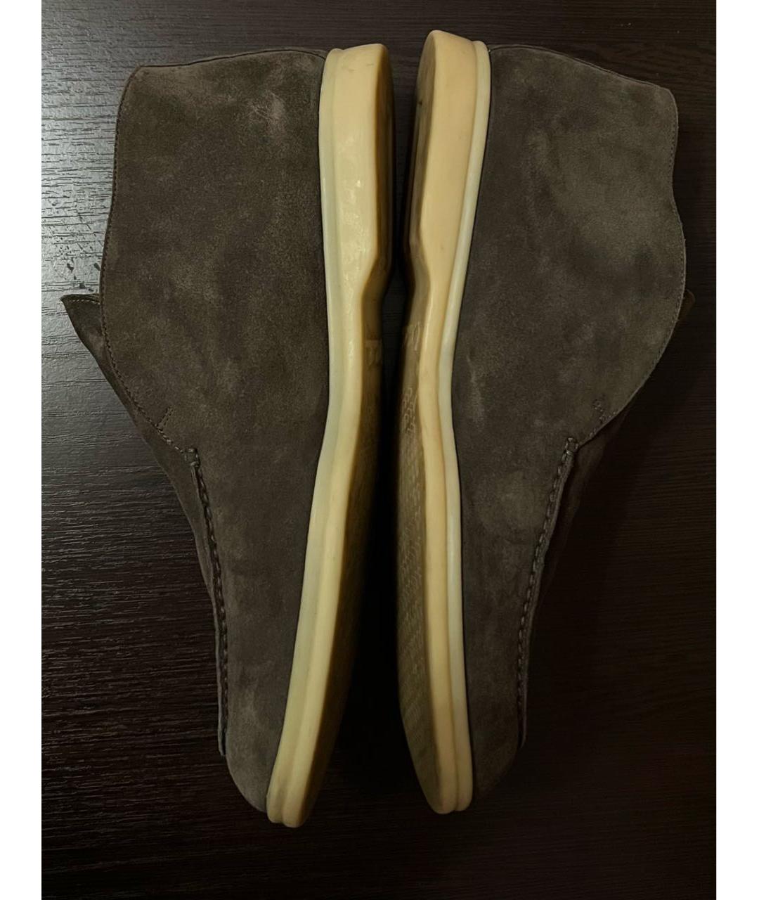 LORO PIANA Коричневые замшевые лоферы, фото 9