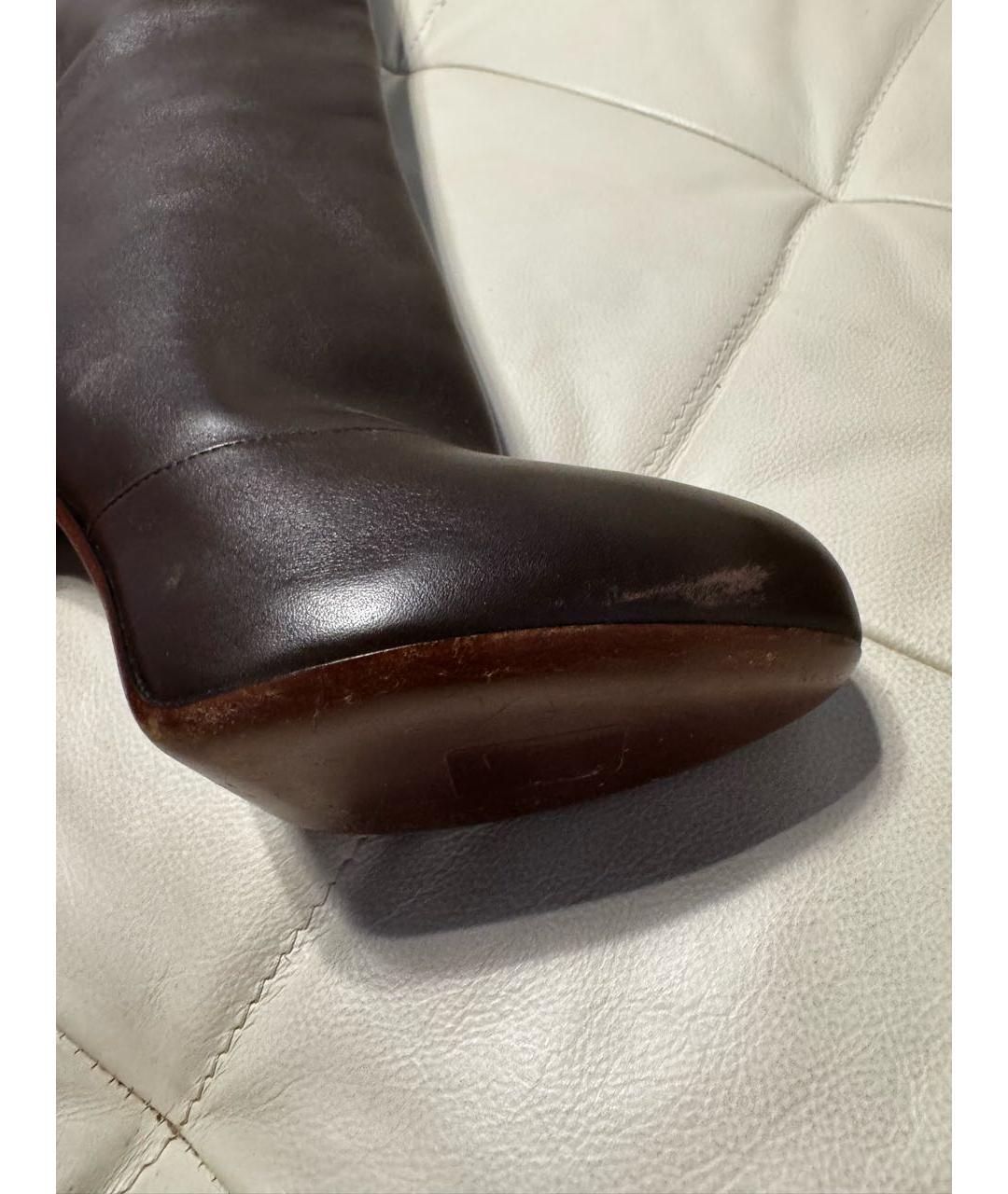 LOUIS VUITTON Коричневые кожаные сапоги, фото 6