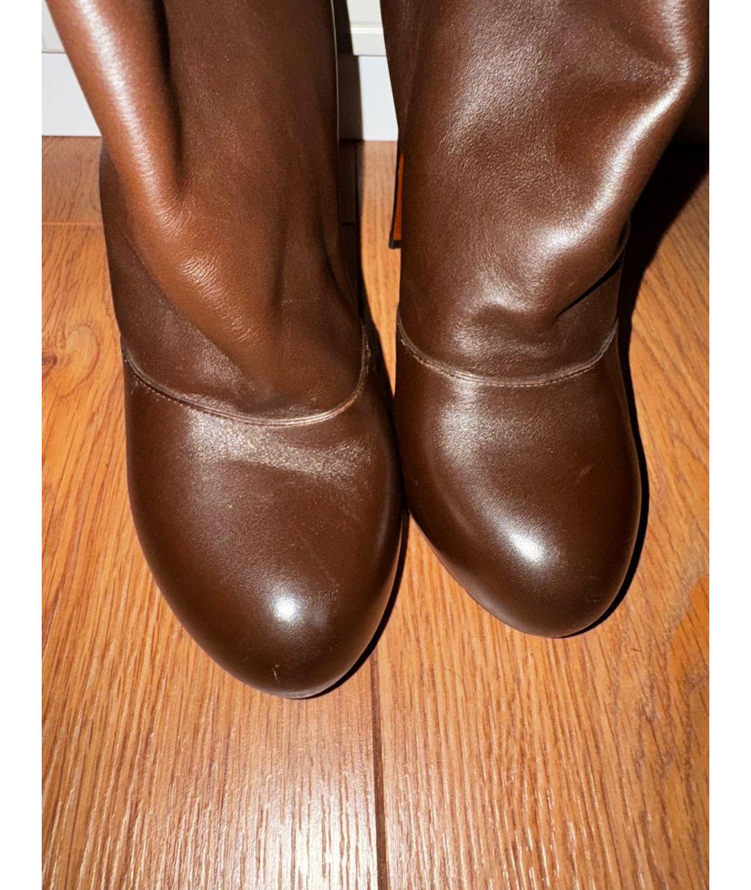 LOUIS VUITTON Коричневые кожаные сапоги, фото 3