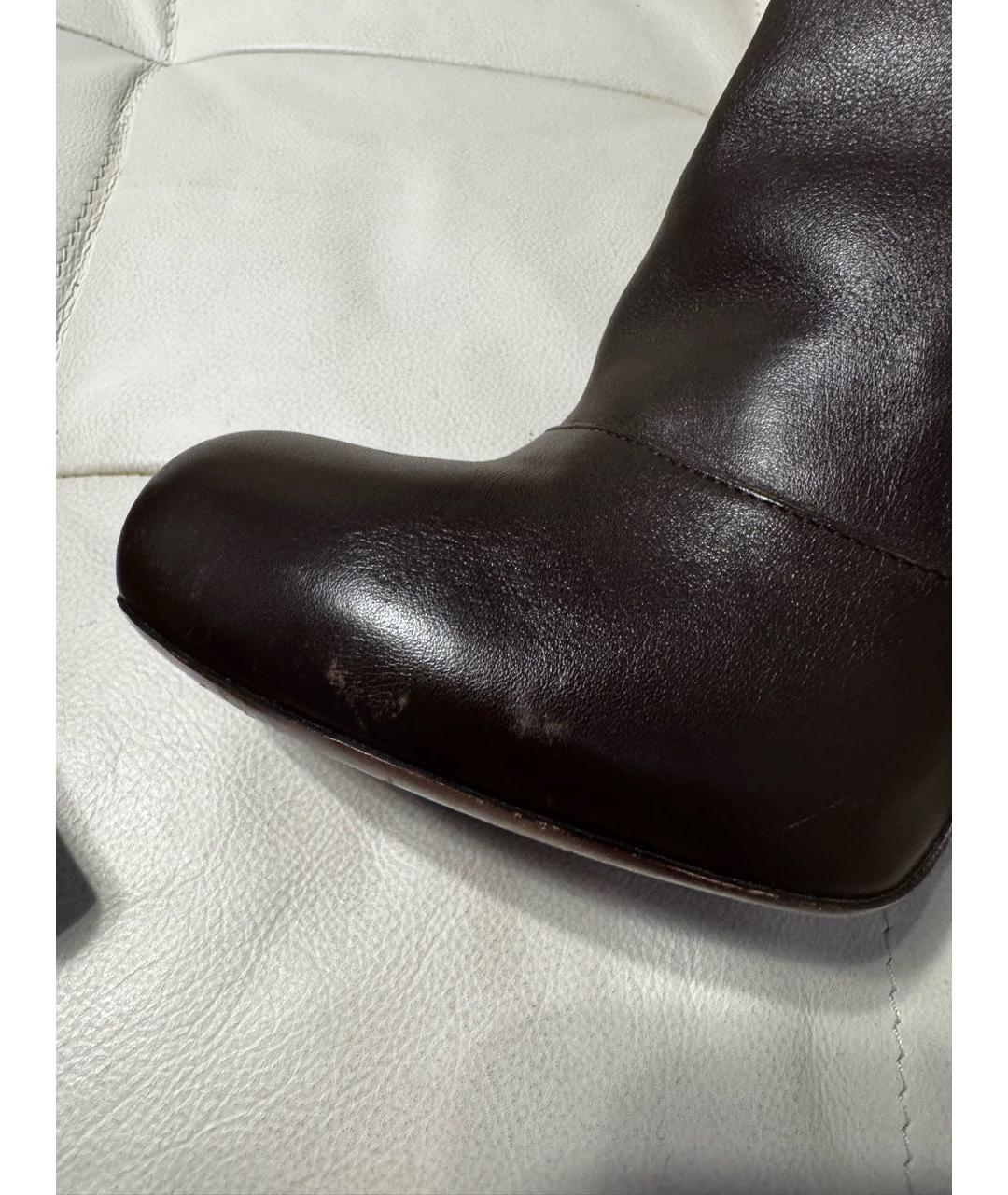 LOUIS VUITTON Коричневые кожаные сапоги, фото 8
