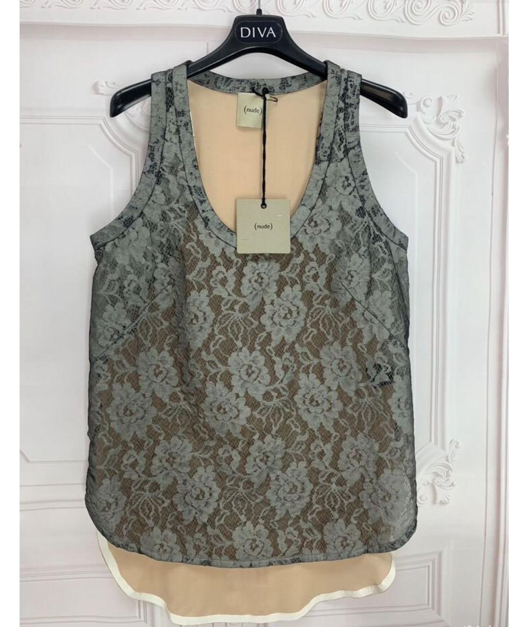 NUDE Серая шелковая майка, фото 7