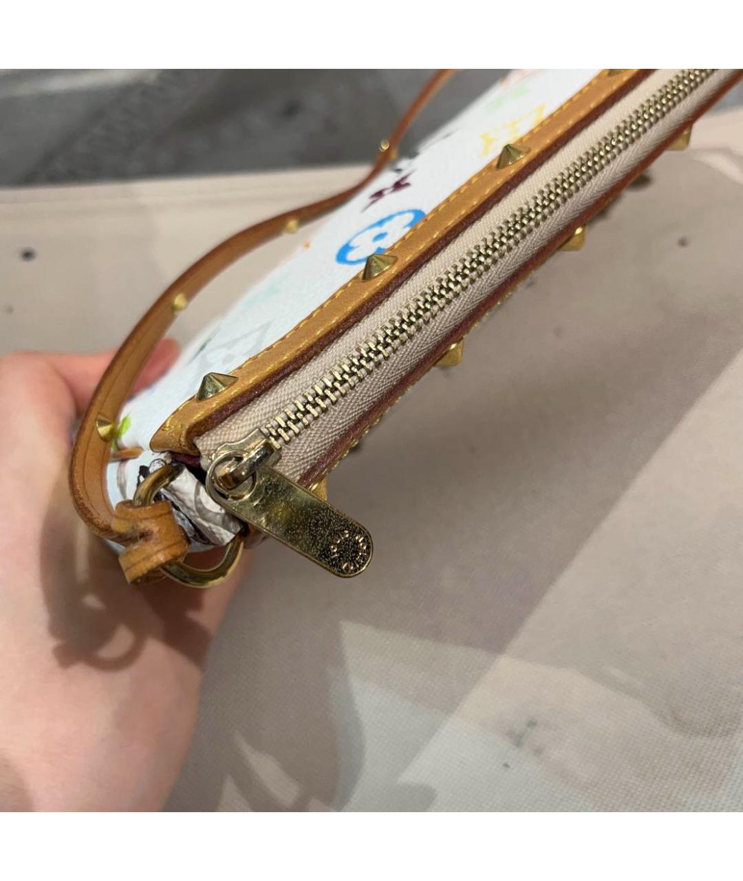 LOUIS VUITTON Белая кожаная сумка с короткими ручками, фото 7