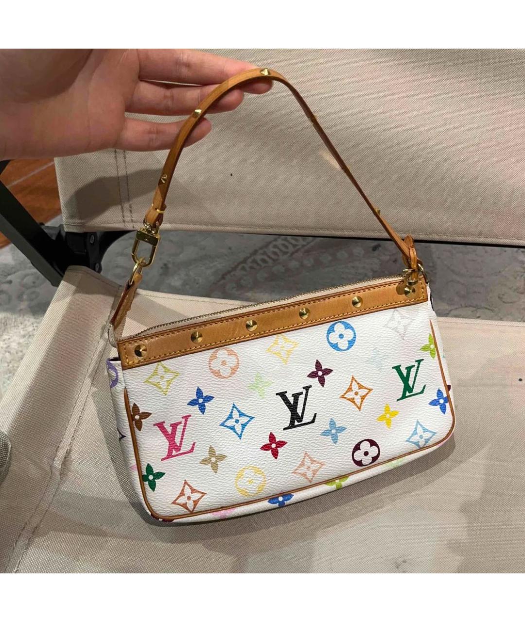 LOUIS VUITTON Белая кожаная сумка с короткими ручками, фото 9