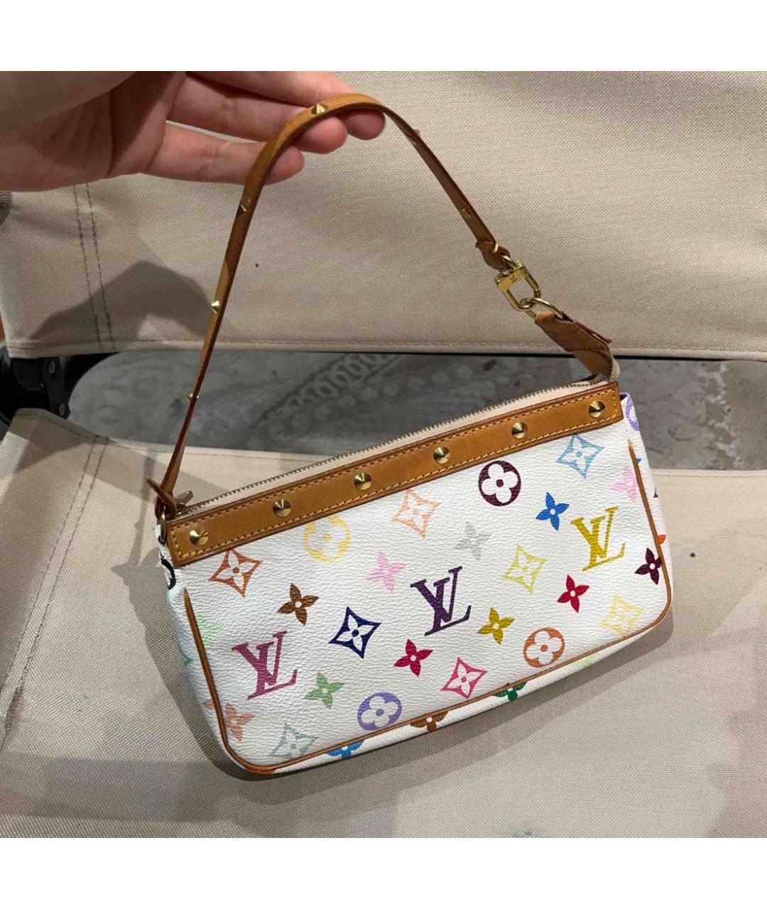 LOUIS VUITTON Белая кожаная сумка с короткими ручками, фото 2