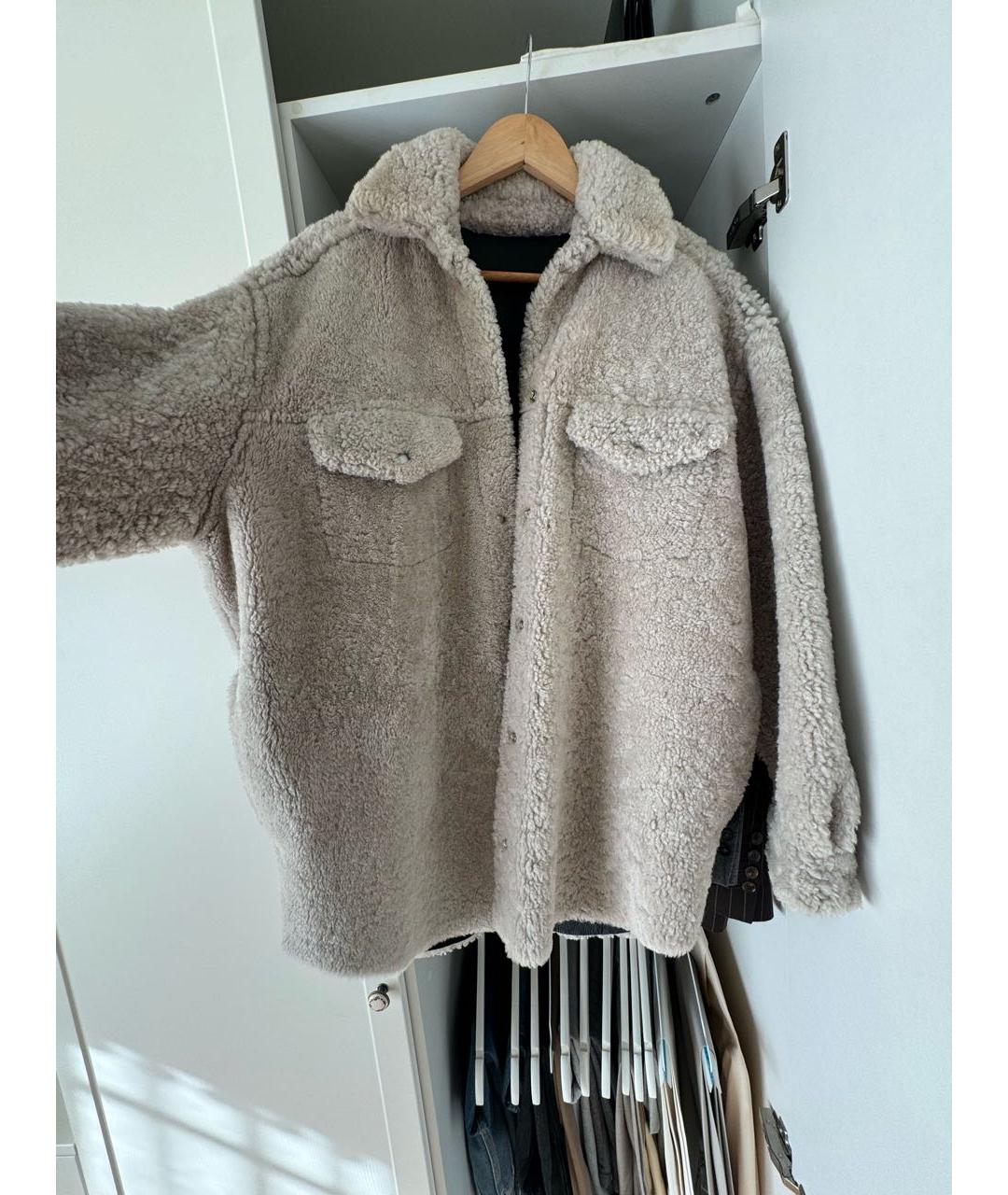 IRO Бежевая меховая дубленка, фото 5