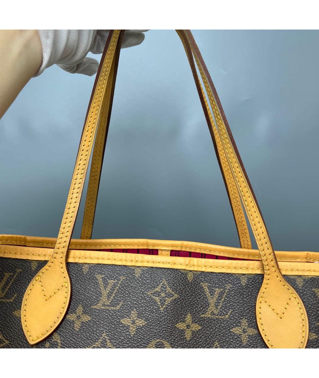 LOUIS VUITTON Коричневая кожаная сумка тоут, фото 5