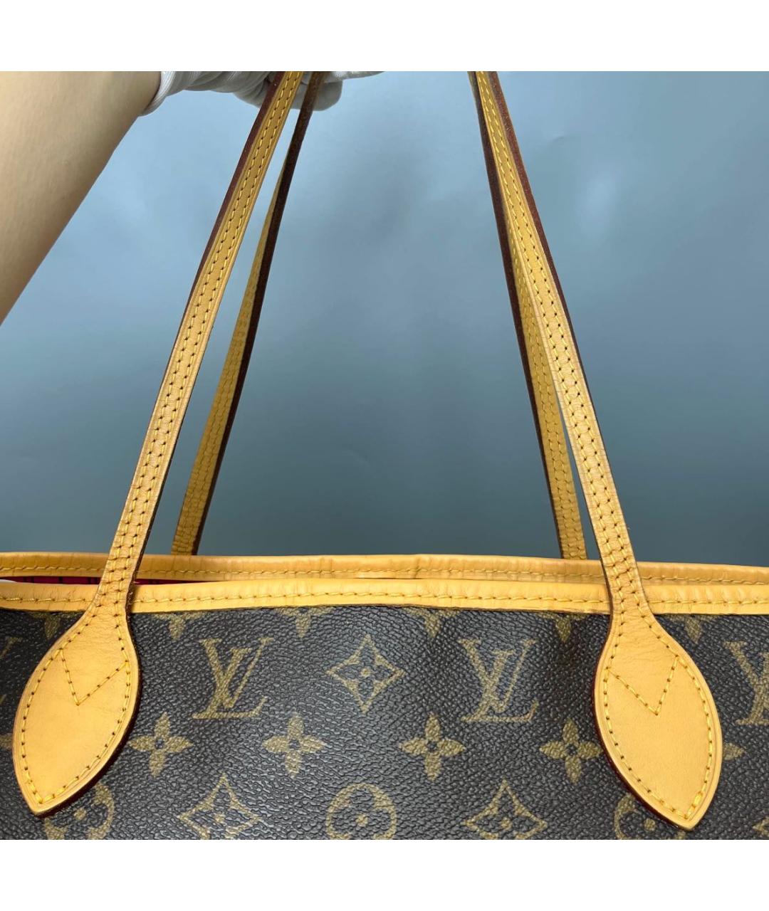 LOUIS VUITTON Коричневая кожаная сумка тоут, фото 6