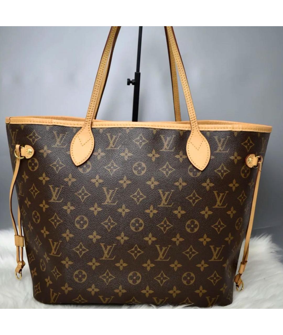 LOUIS VUITTON Коричневая кожаная сумка тоут, фото 9