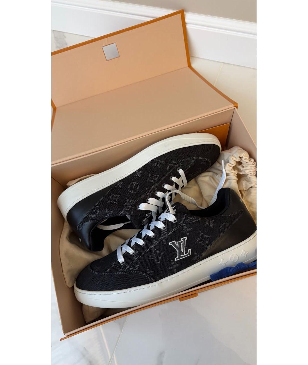 LOUIS VUITTON Черные текстильные низкие кроссовки / кеды, фото 6