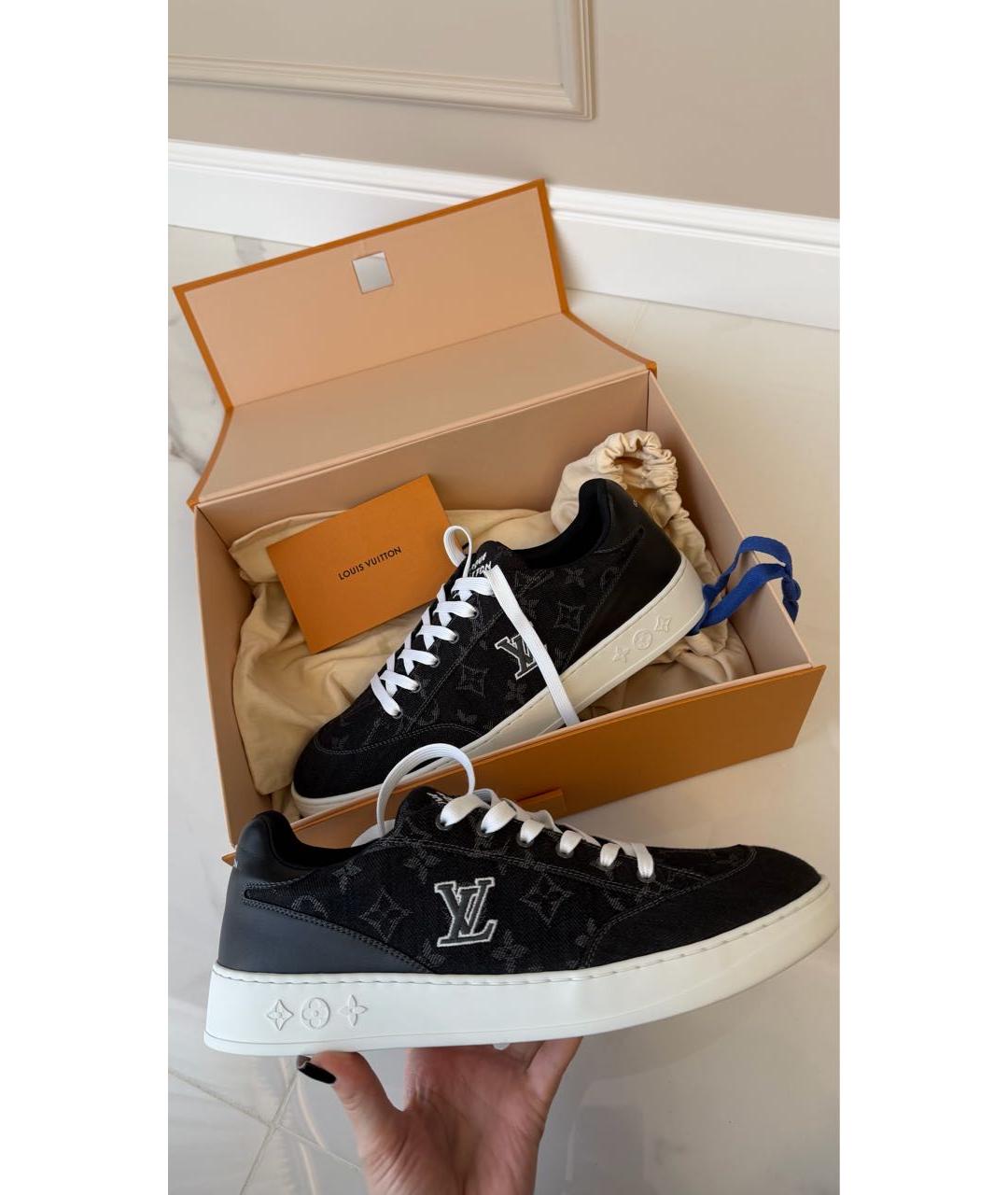 LOUIS VUITTON Черные текстильные низкие кроссовки / кеды, фото 5