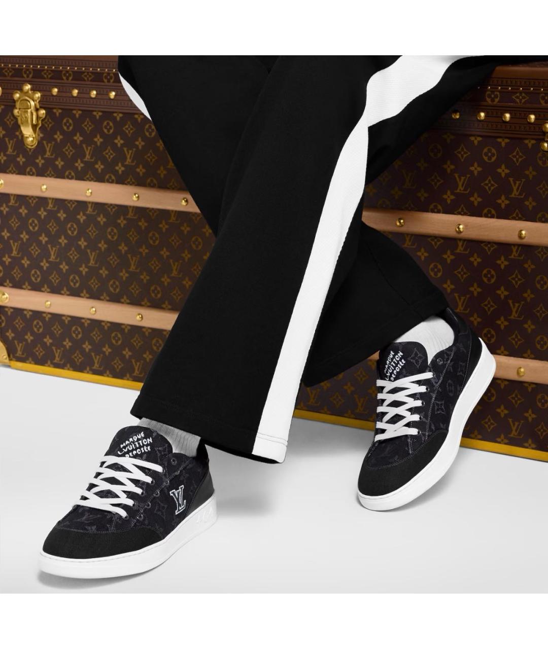 LOUIS VUITTON Черные текстильные низкие кроссовки / кеды, фото 8