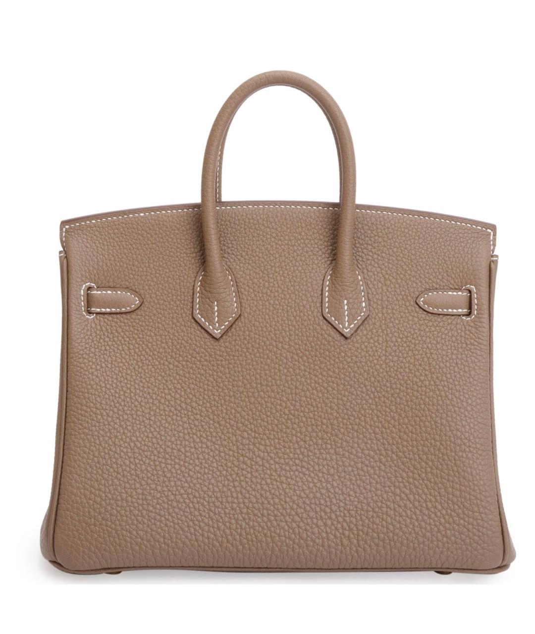 HERMES Коричневая кожаная сумка с короткими ручками, фото 3