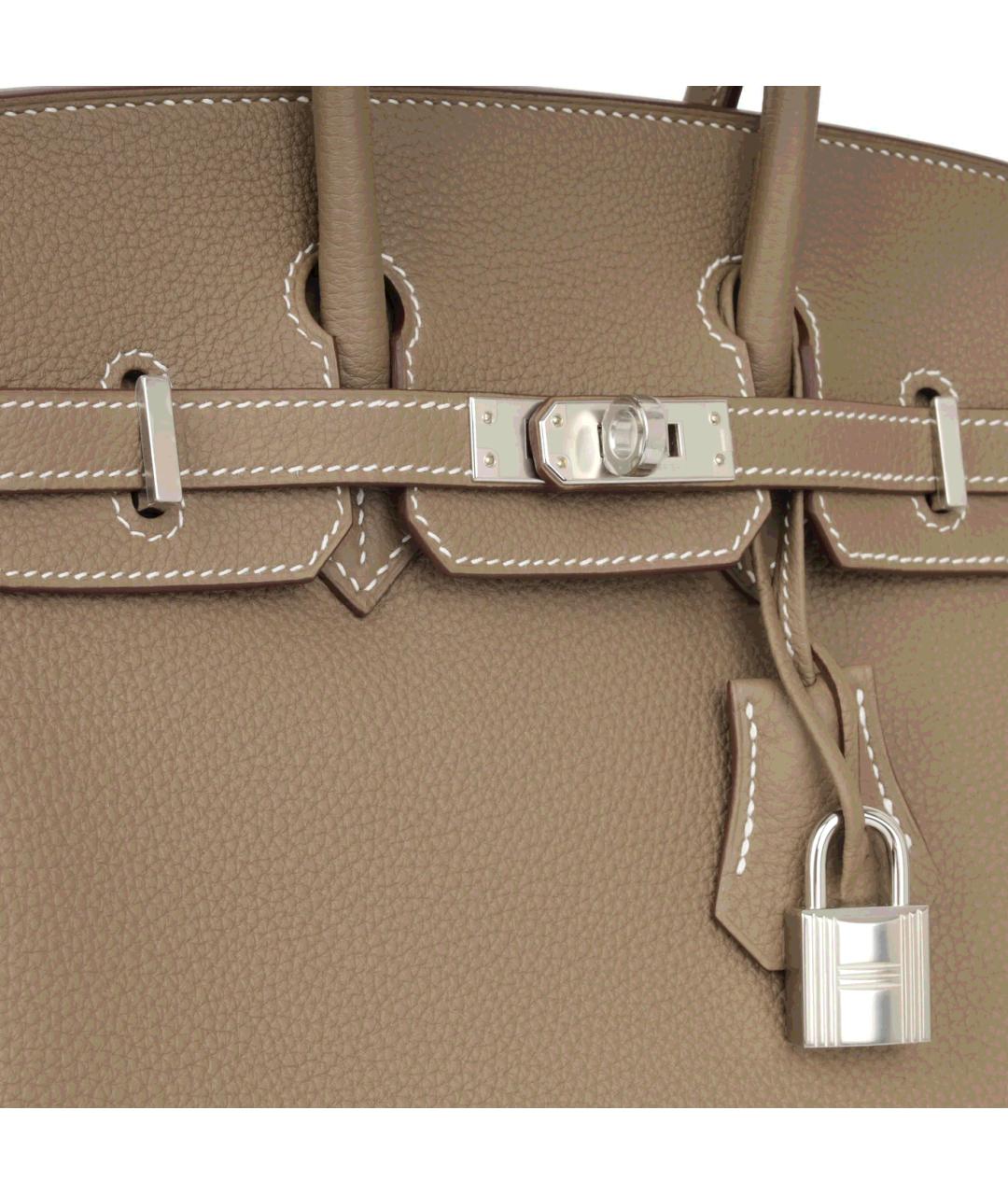 HERMES Коричневая кожаная сумка с короткими ручками, фото 5