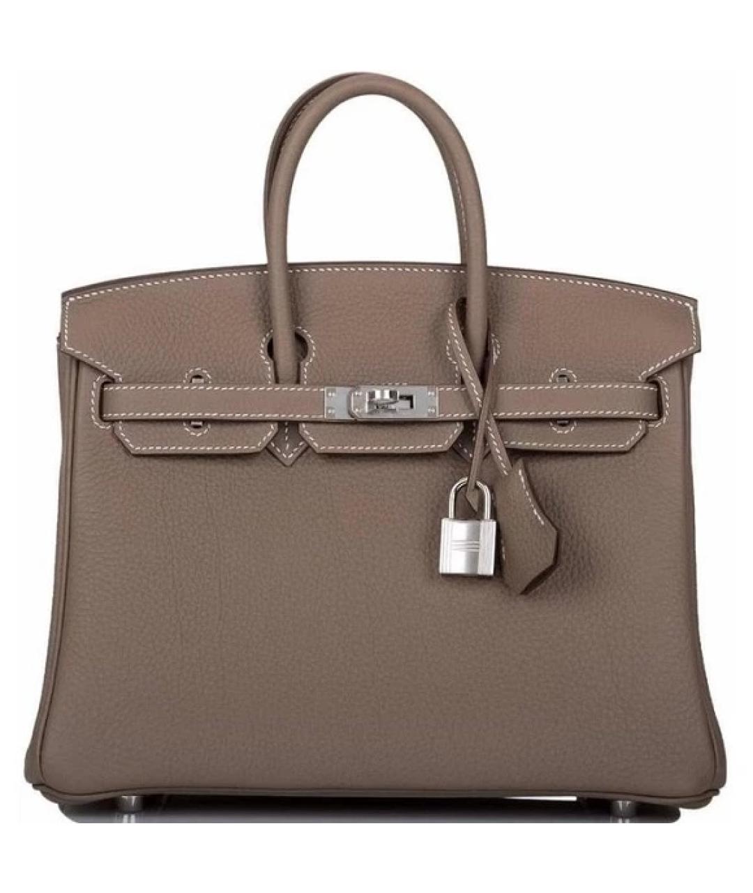 HERMES Коричневая кожаная сумка с короткими ручками, фото 2