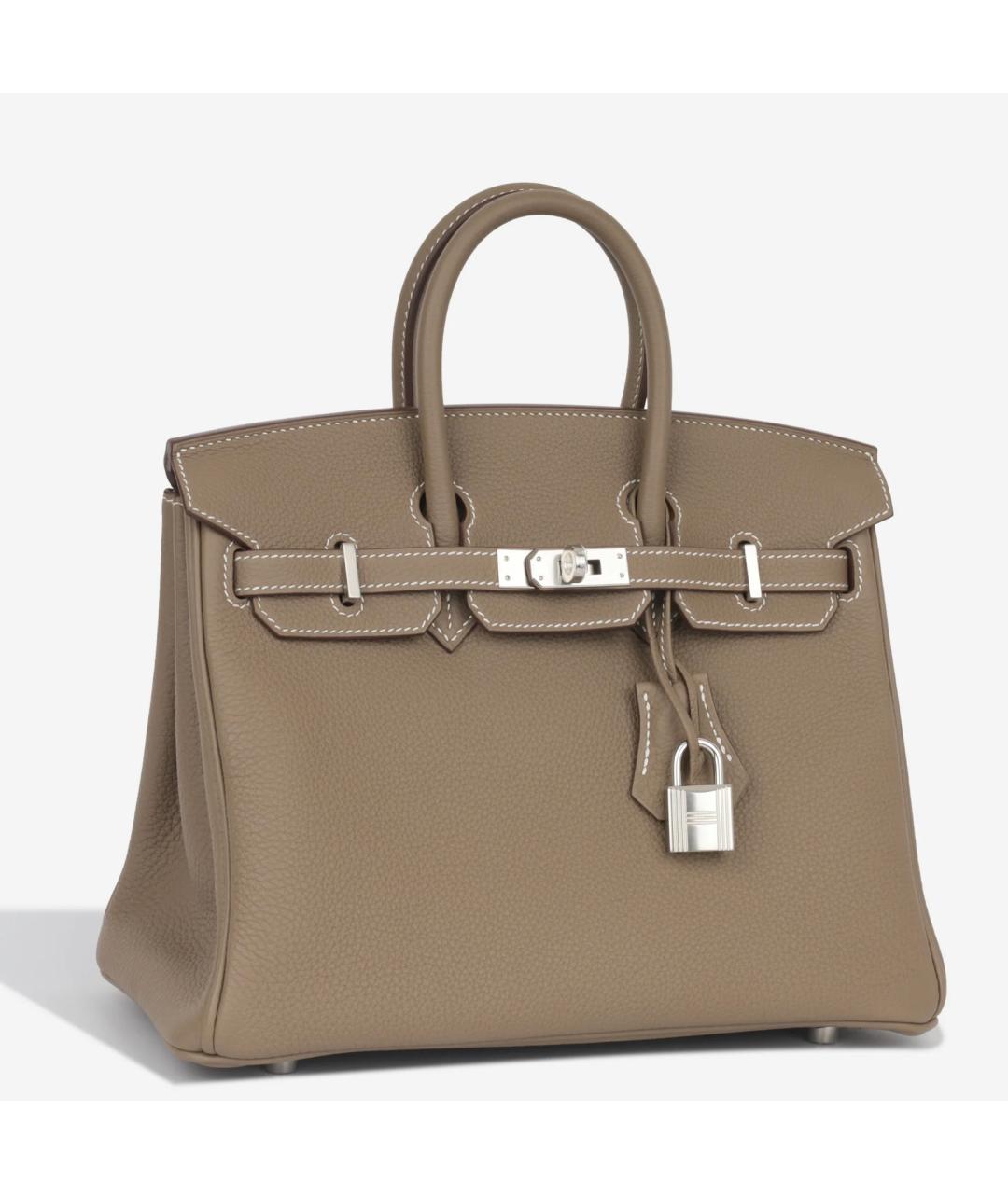 HERMES Коричневая кожаная сумка с короткими ручками, фото 4