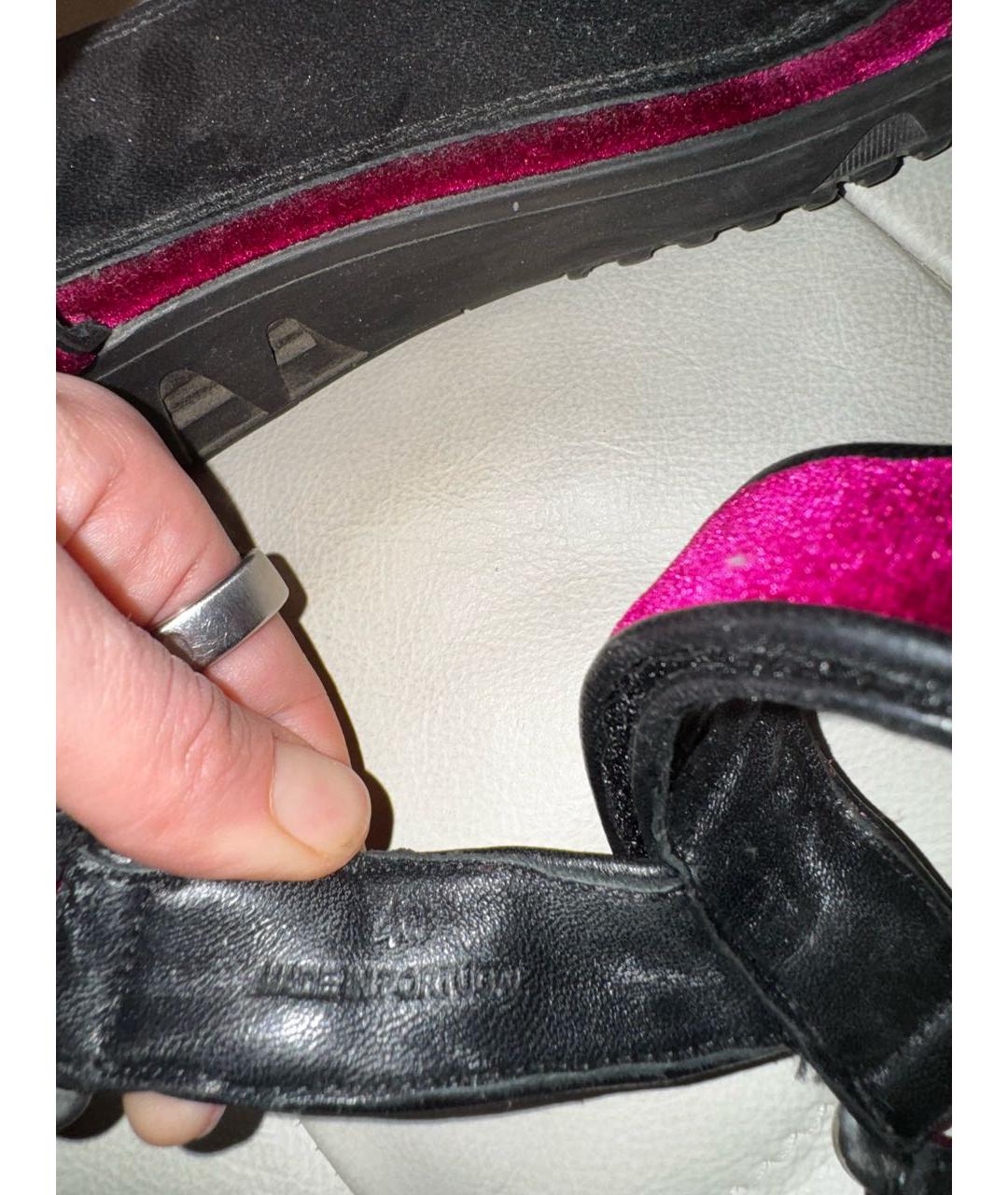 SANDRO Фуксия бархатные сандалии, фото 6