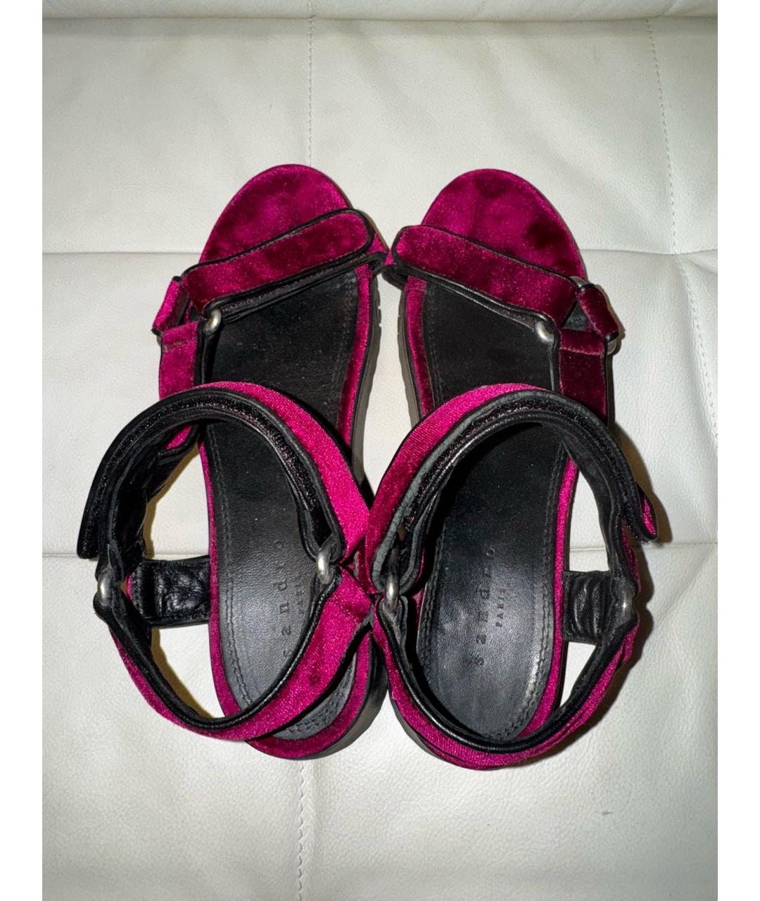 SANDRO Фуксия бархатные сандалии, фото 3